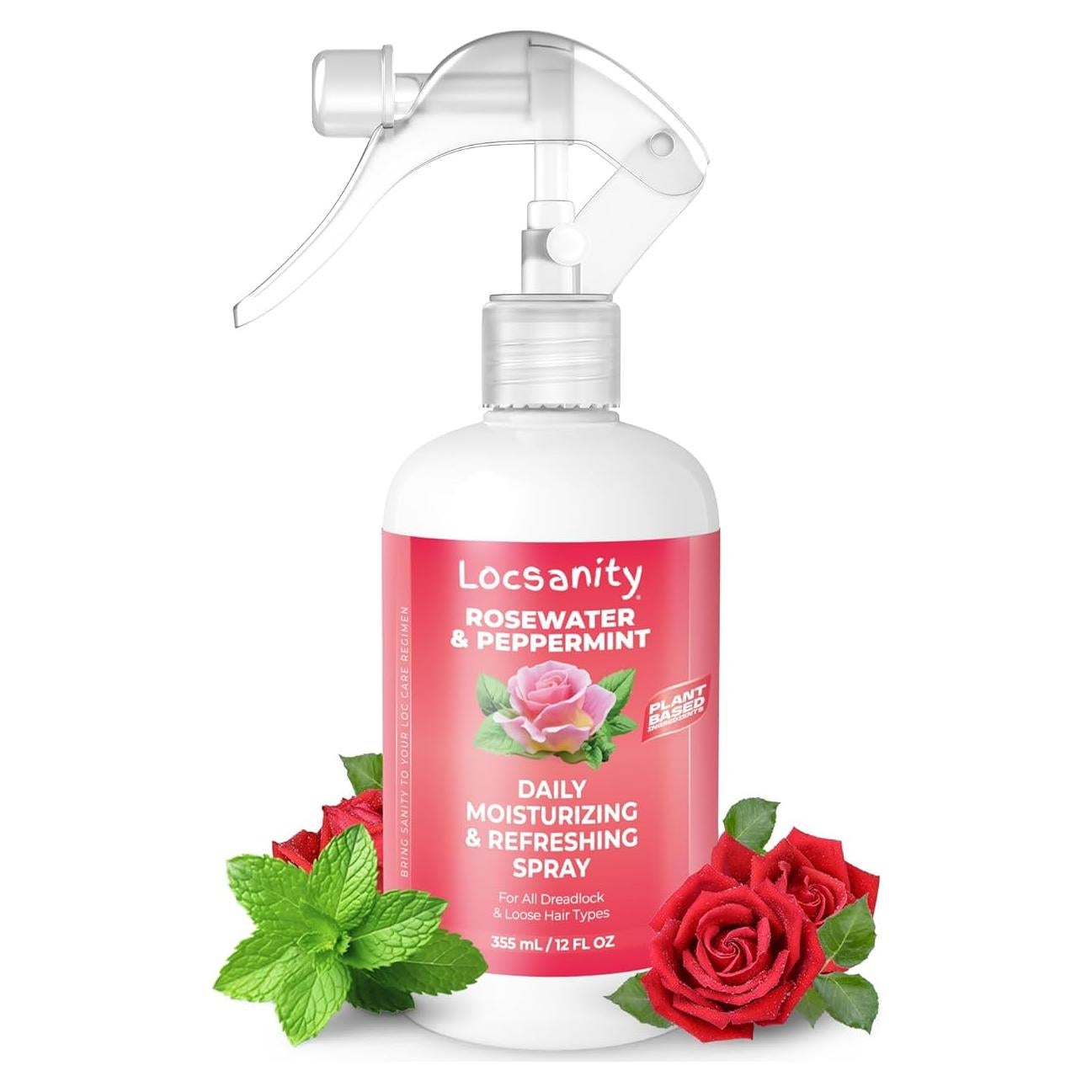 Spray Refrescante Locsanity 340g - Agua de Rosa y Menta para Locs