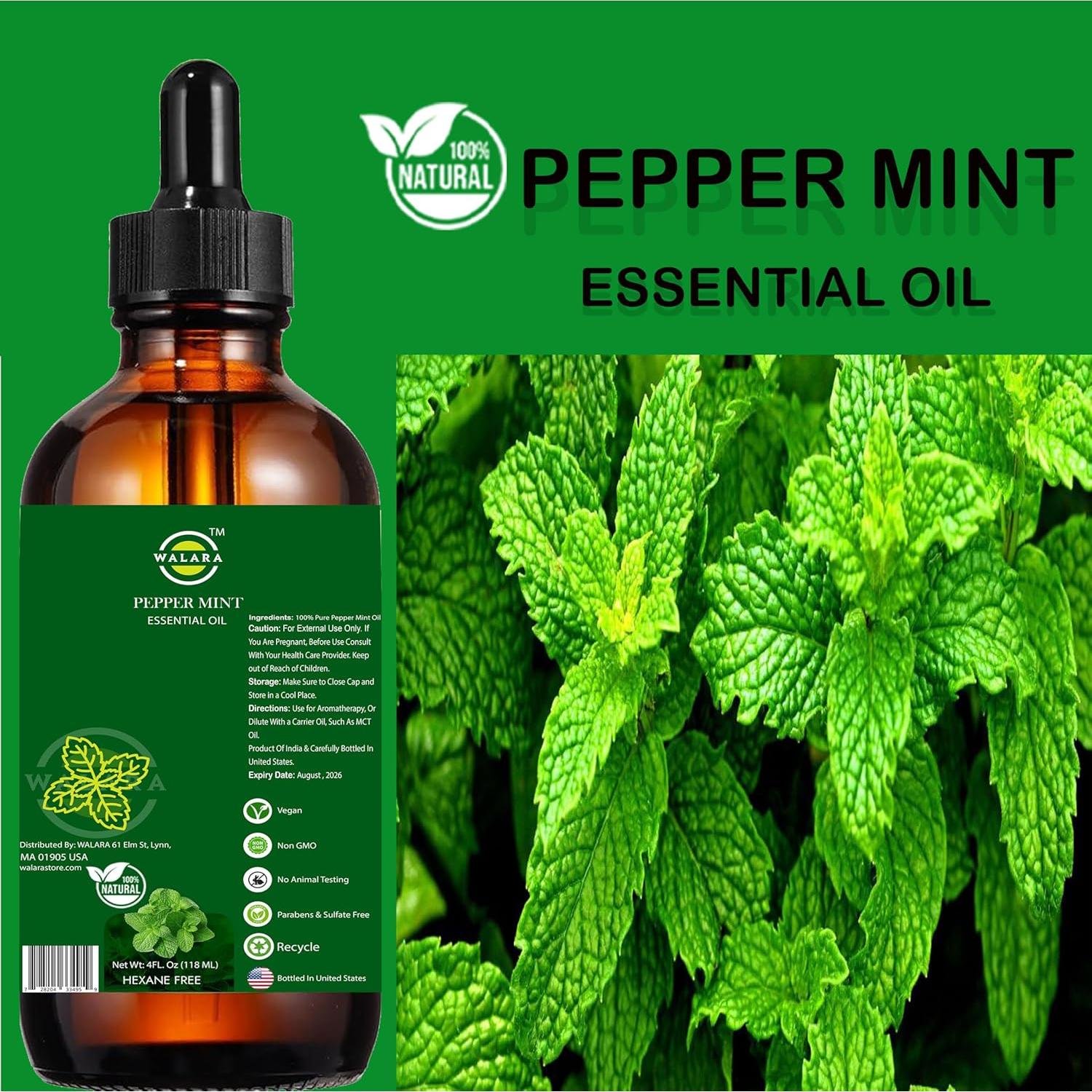 Aceite Esencial de Menta 118 ml WALARA 100% Puro para Aromaterapia