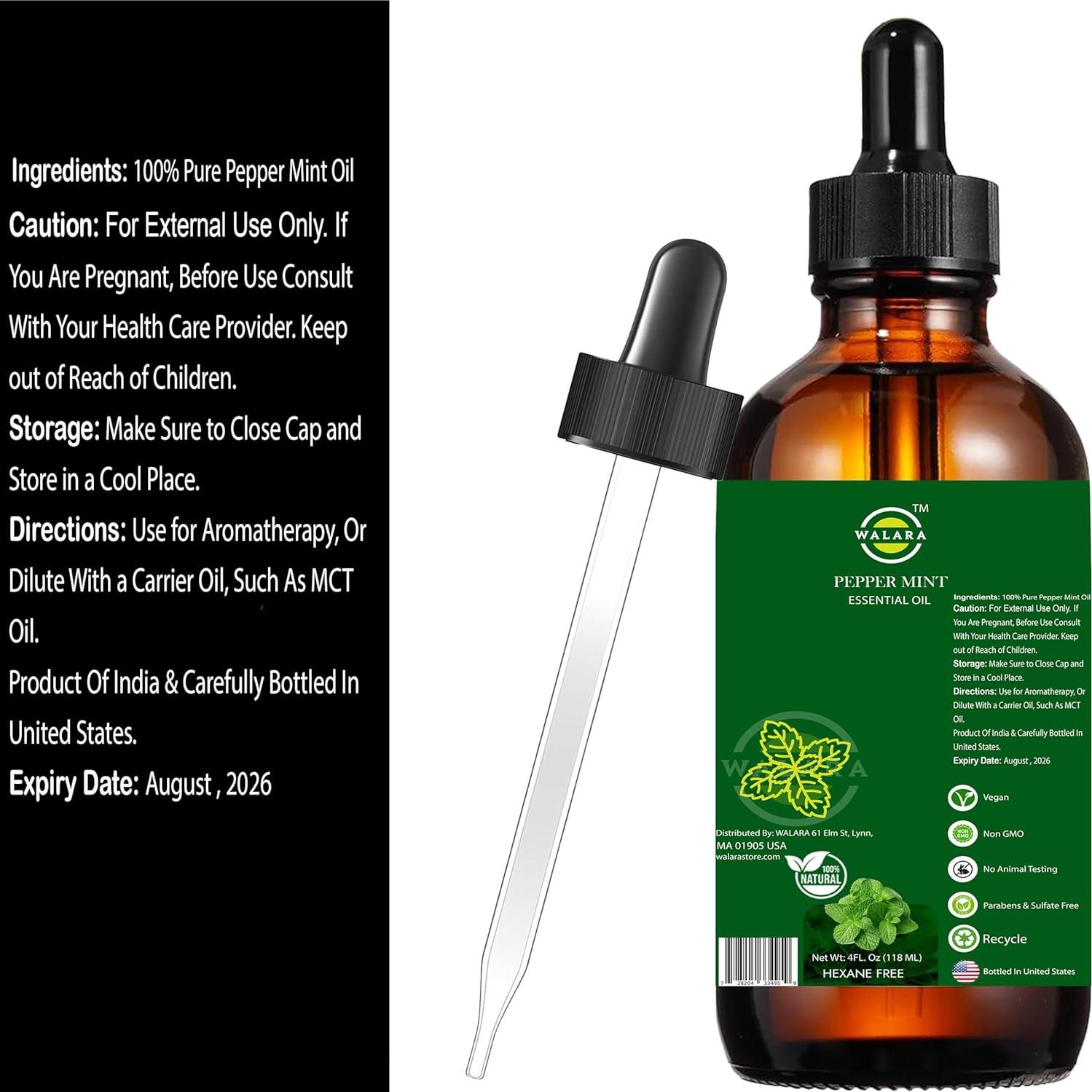 Aceite Esencial de Menta 118 ml WALARA 100% Puro para Aromaterapia