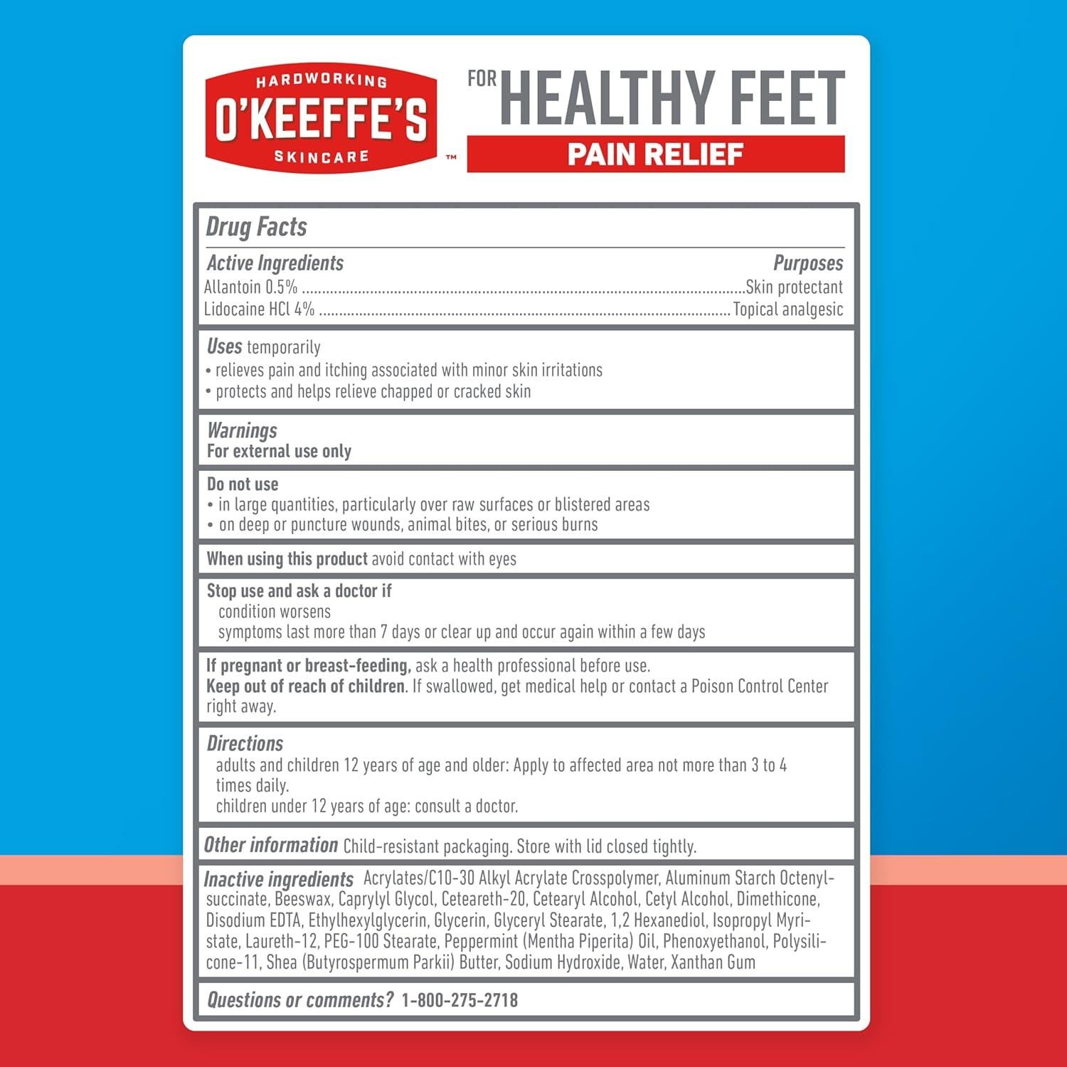 Crema para Pies O'Keeffe's 3 Onzas - Alivio Dolor y Humectación