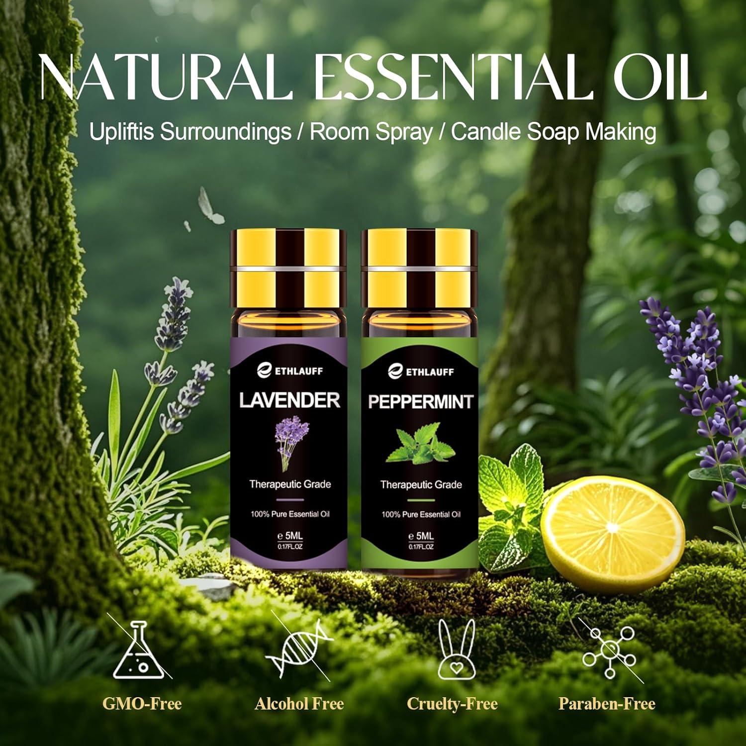 Juego de 12 Aceites Esenciales Ethlauff 5 ml para Difusores