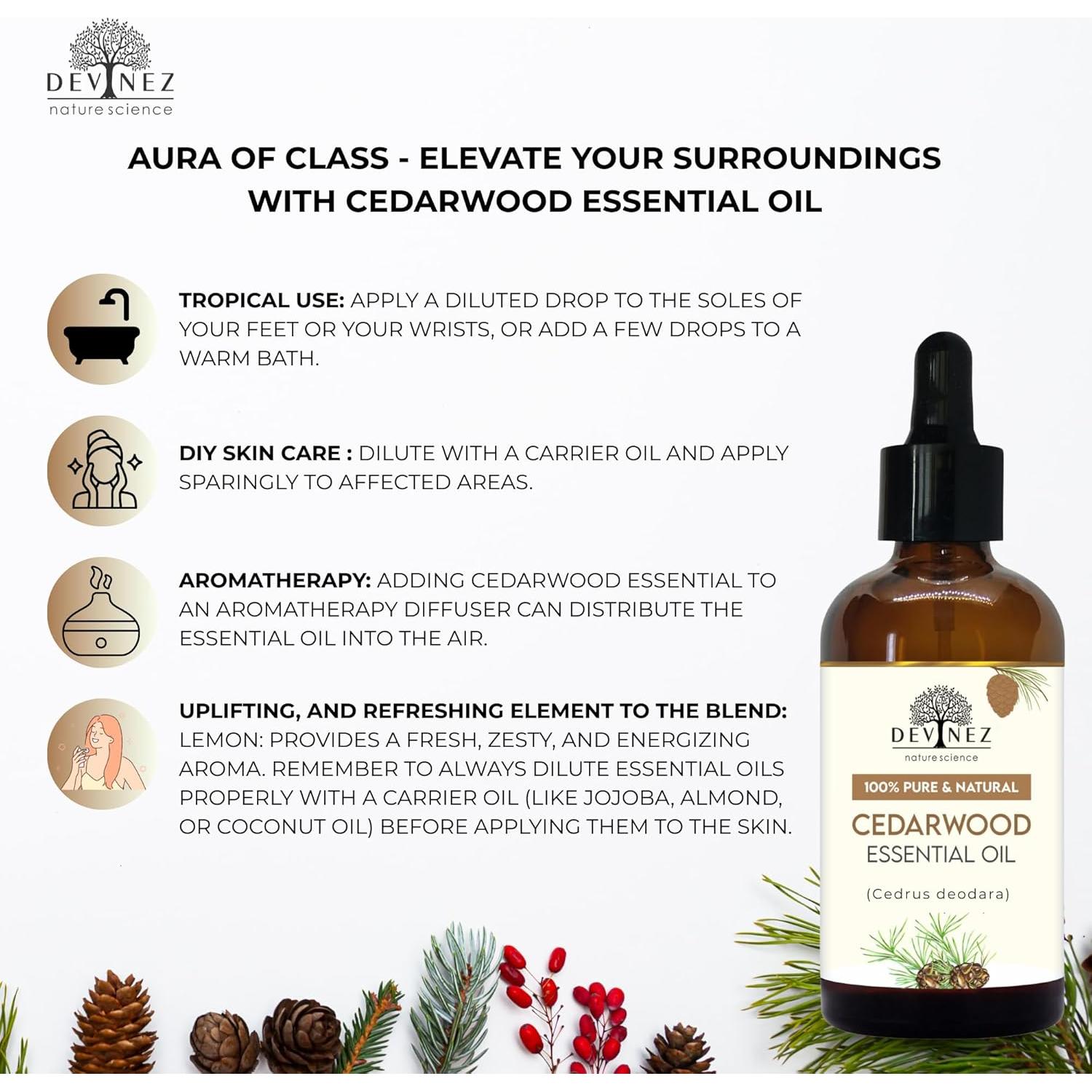 Aceite Esencial Madera de Cedro 30ml Devinez - 100% Natural