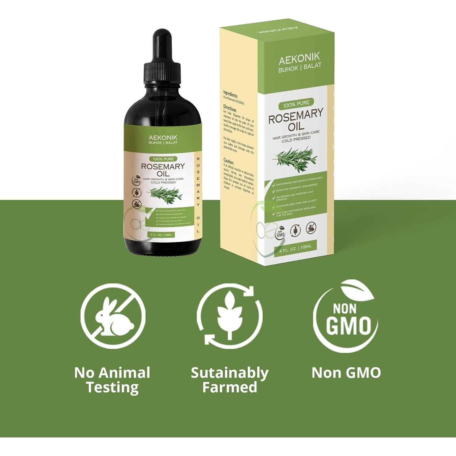 Aceite Esencial de Romero AEKONIK 113.4 ml - Hidratante Cabello y Piel