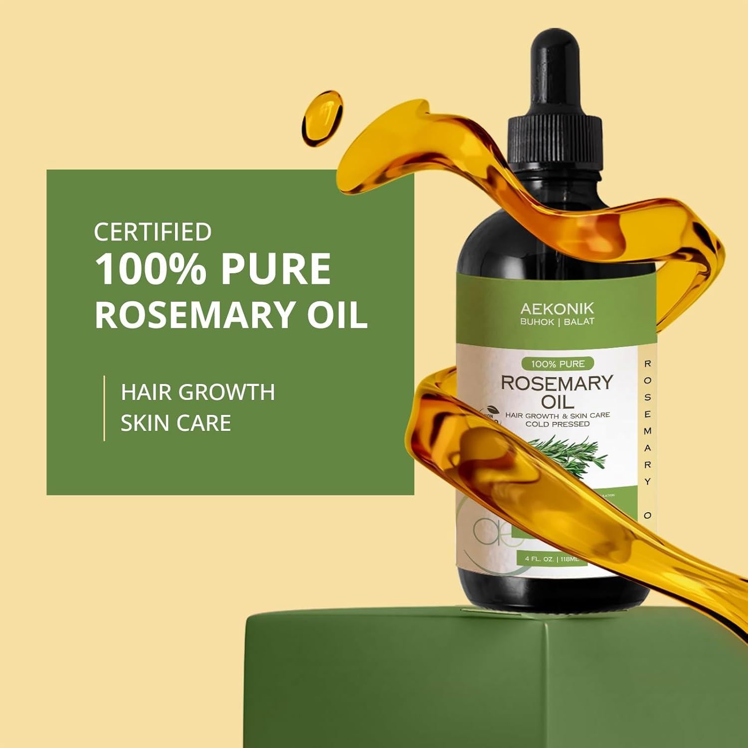 Aceite Esencial de Romero AEKONIK 113.4 ml - Hidratante Cabello y Piel