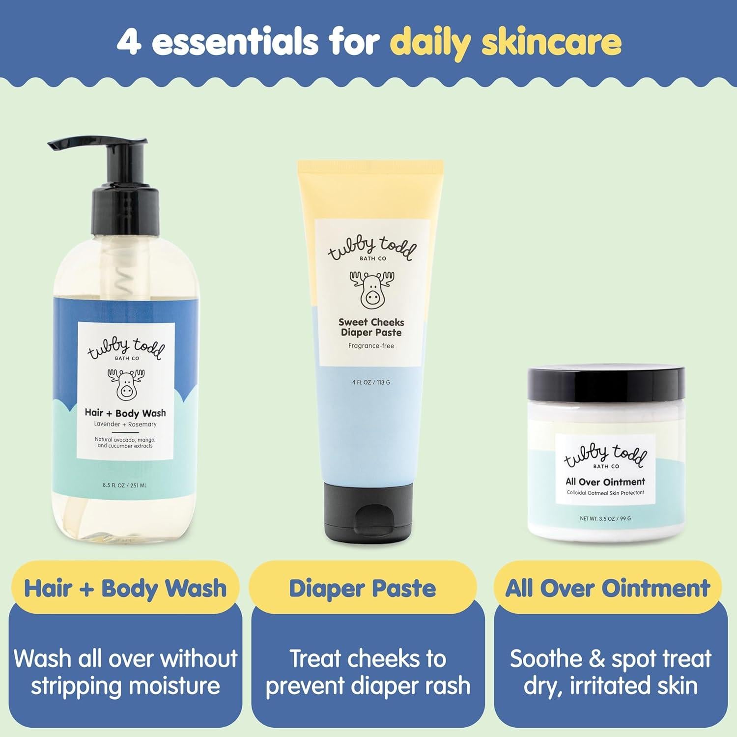 TUBBY TODD Set de Cuidado de Piel para Bebés - Jabón Hipoalergénico y Ungüento