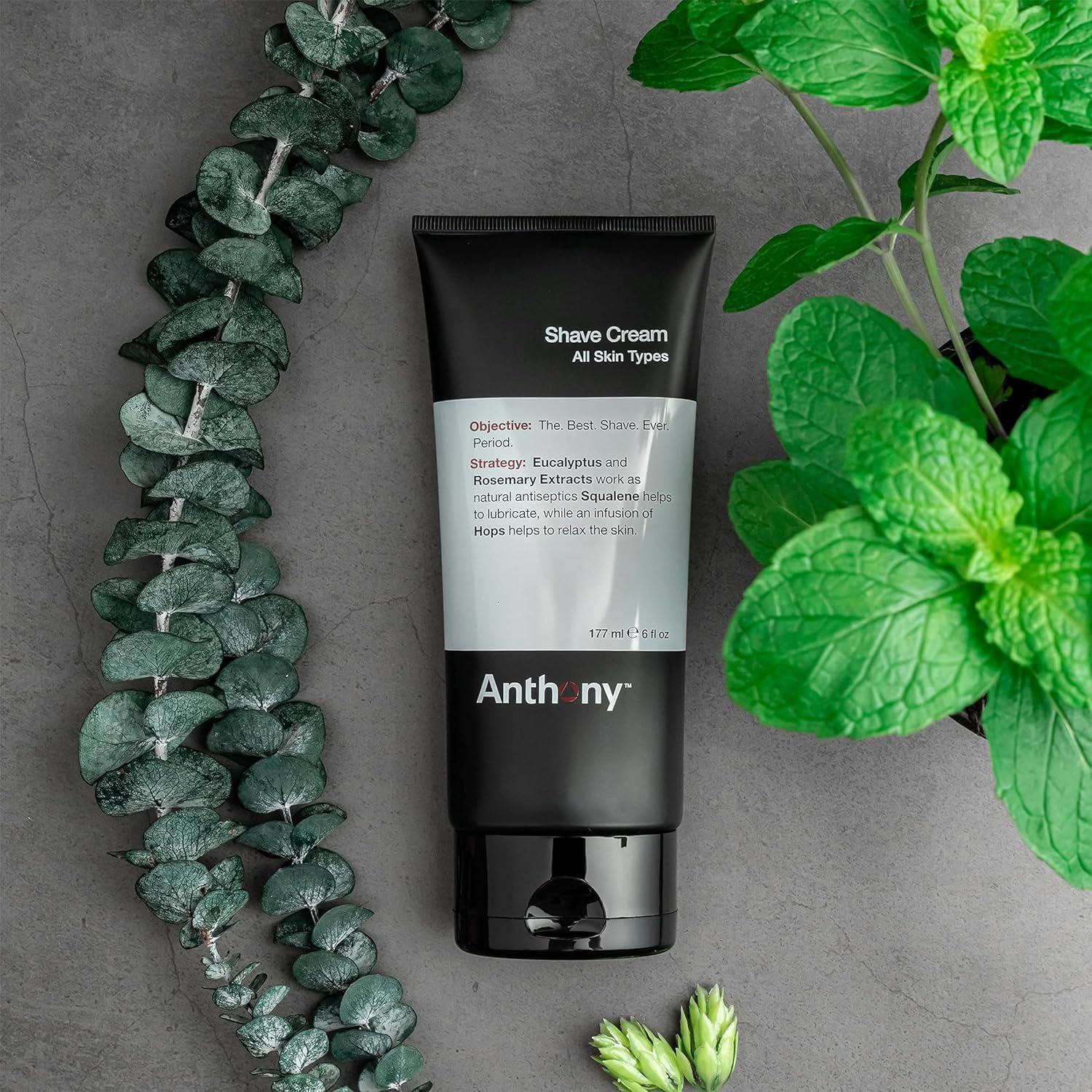 Crema de Afeitar Anthony 89 ml para Piel Sensible - Eucalipto y Menta