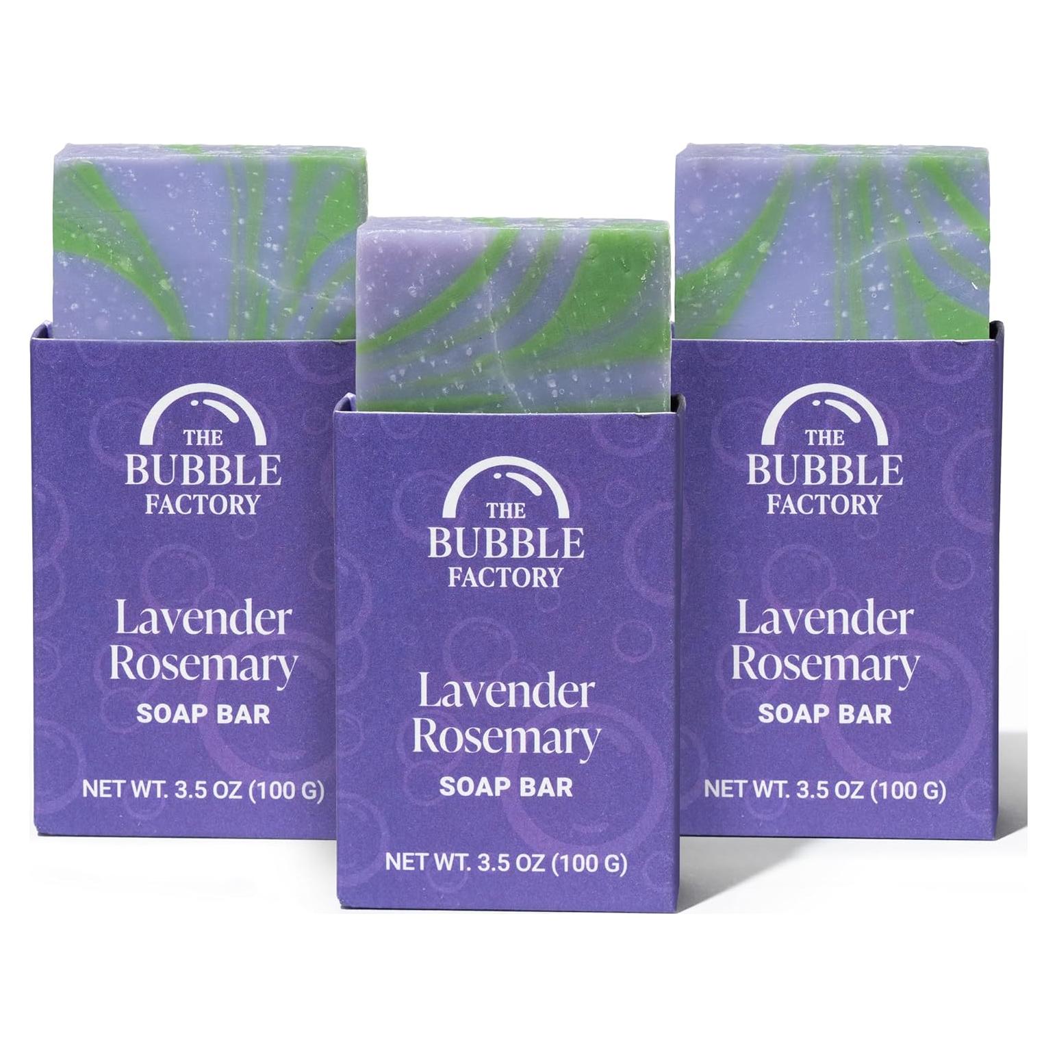 Barra de Jabón Natural Vegano The Bubble Factory 3x99g Romero Lavanda