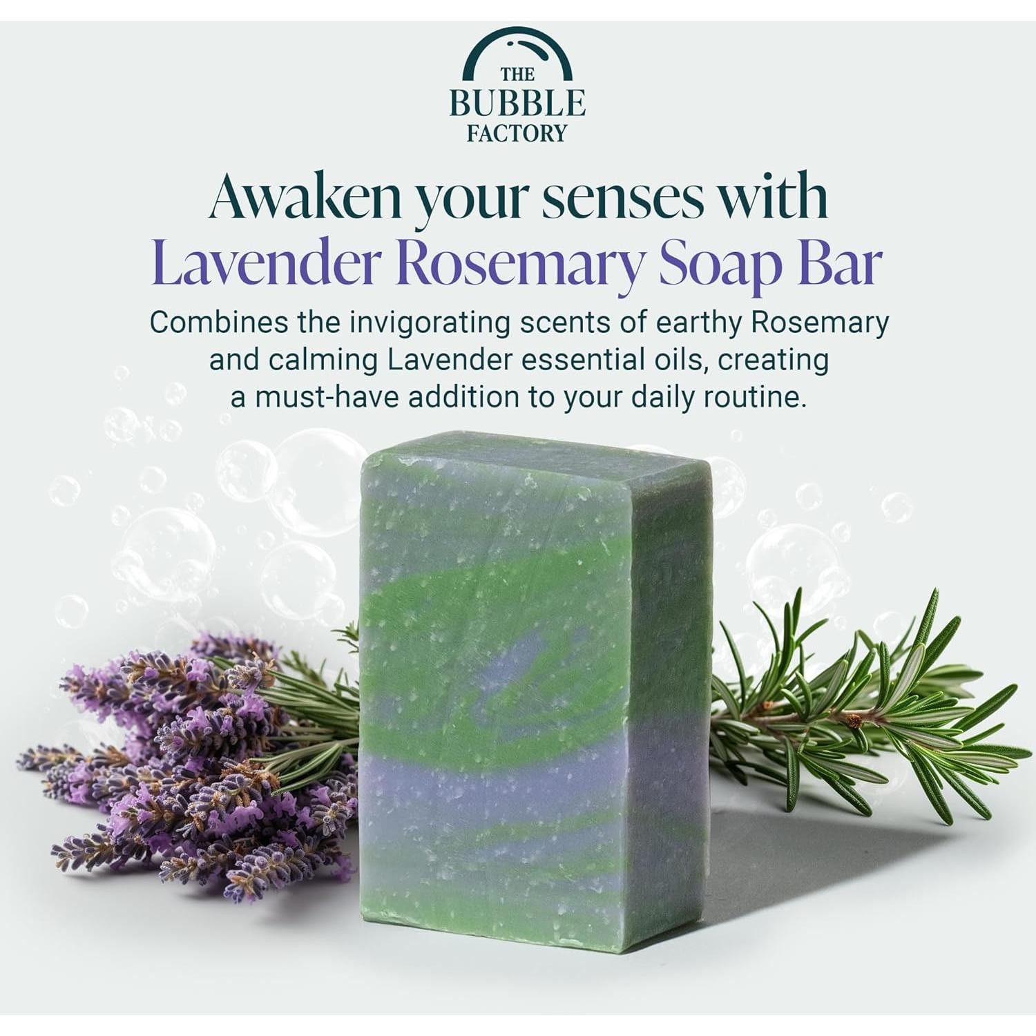 Barra de Jabón Natural Vegano The Bubble Factory 3x99g Romero Lavanda