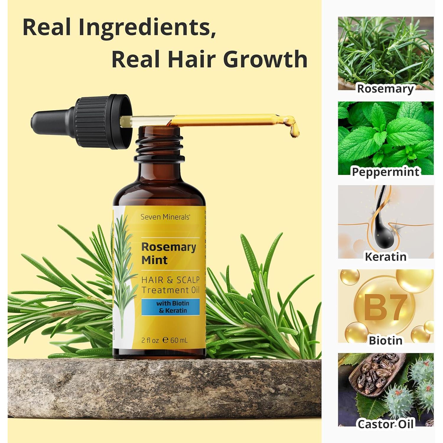 Aceite de Romero Seven Minerals 60ml - Crecimiento Cabello Biotina