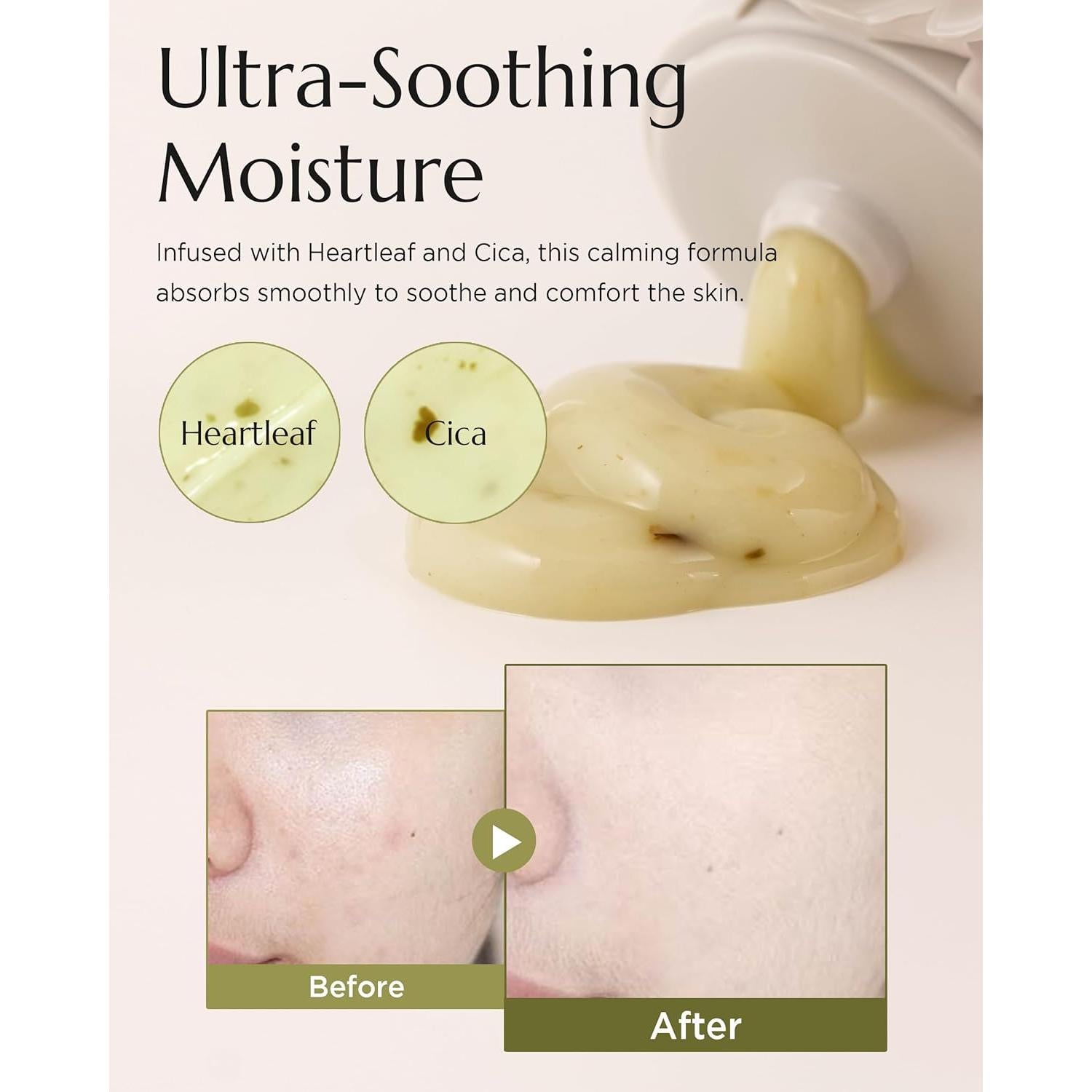 Crema Calmante Facial KOREANO 70.7ml - 68.8% Hoja de Corazón