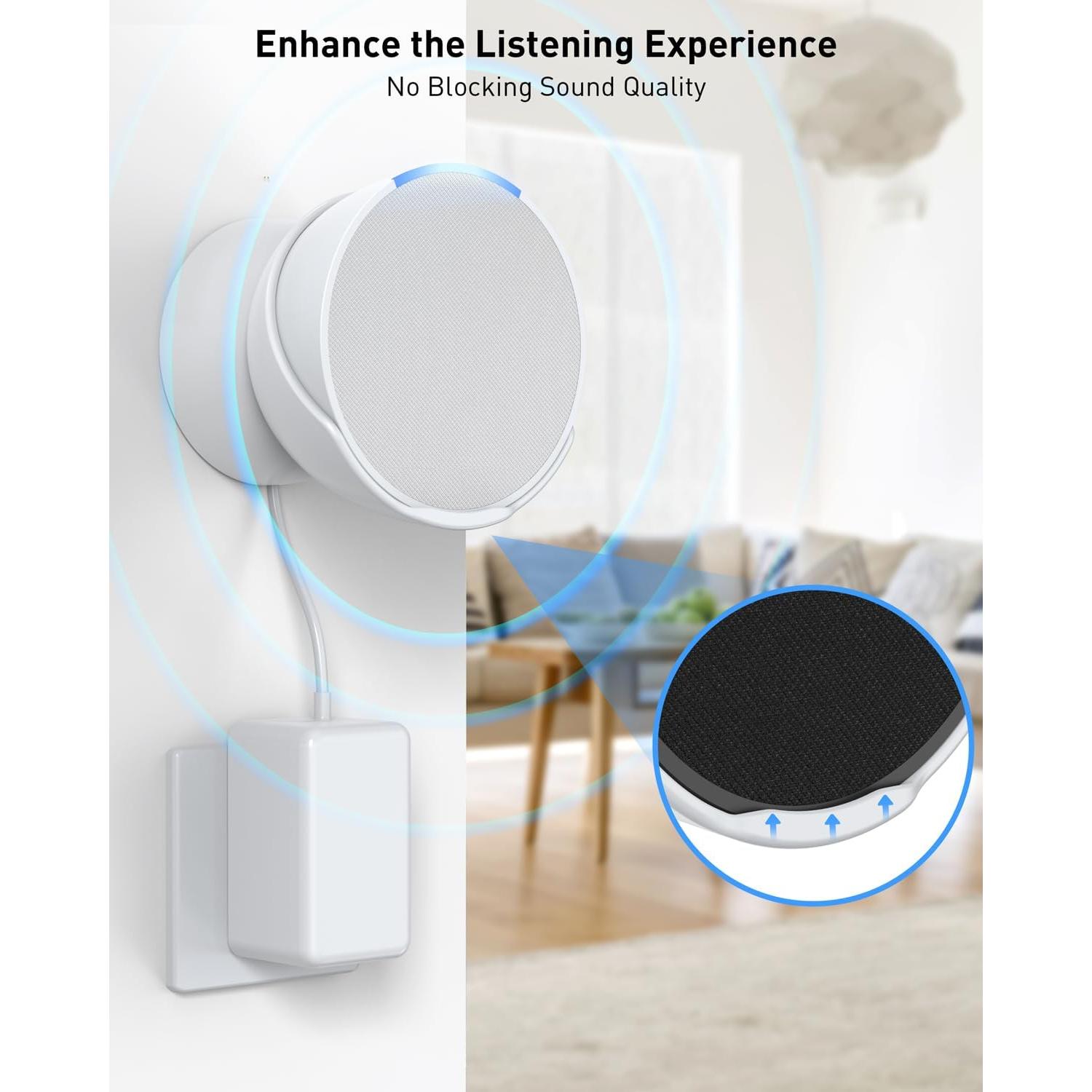 Soporte de Pared Maxonar para Altavoz Echo Pop - Blanco