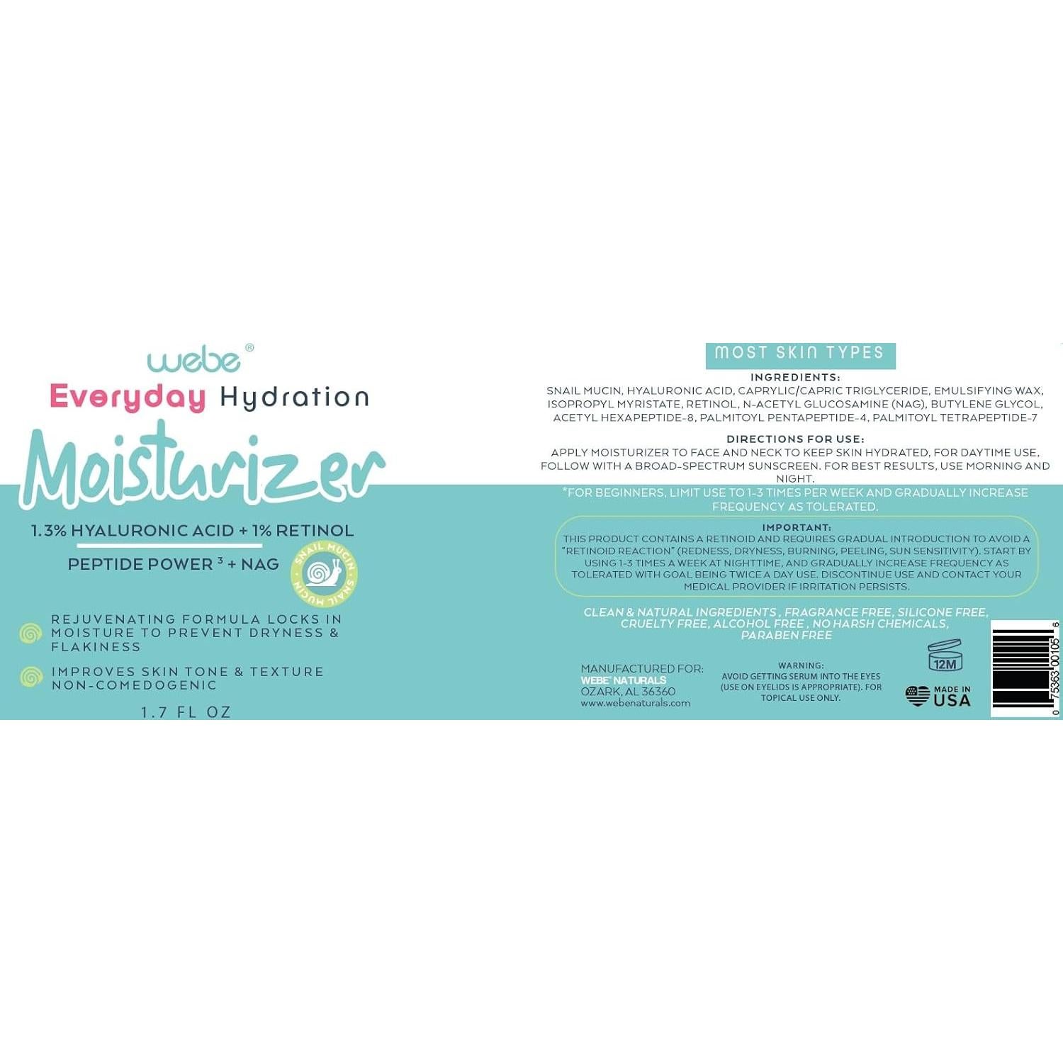 Crema Hidratante Mucina de Caracol Webe 50 ml - Antienvejecimiento