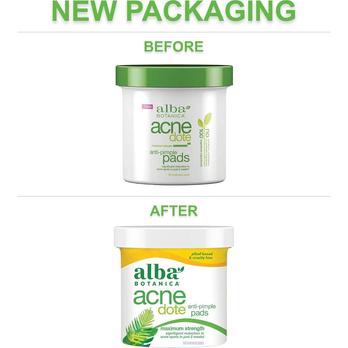 Almohadillas Anti-Acné Alba Botanica 60 Unidades 2% Ácido Salicílico