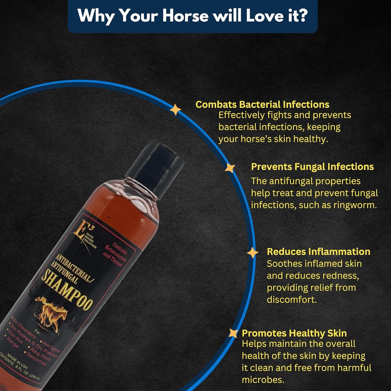 Champú E3 Antifúngico para Caballos y Perros 236.6 ml