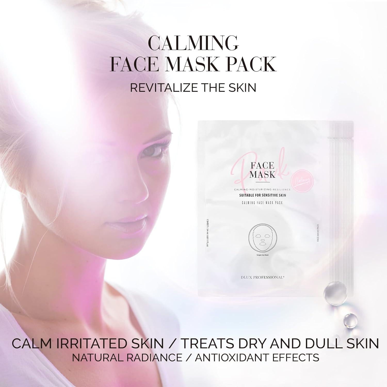 Mascarillas Faciales Calmantes DLUX PROFESSIONAL - 10 Piezas