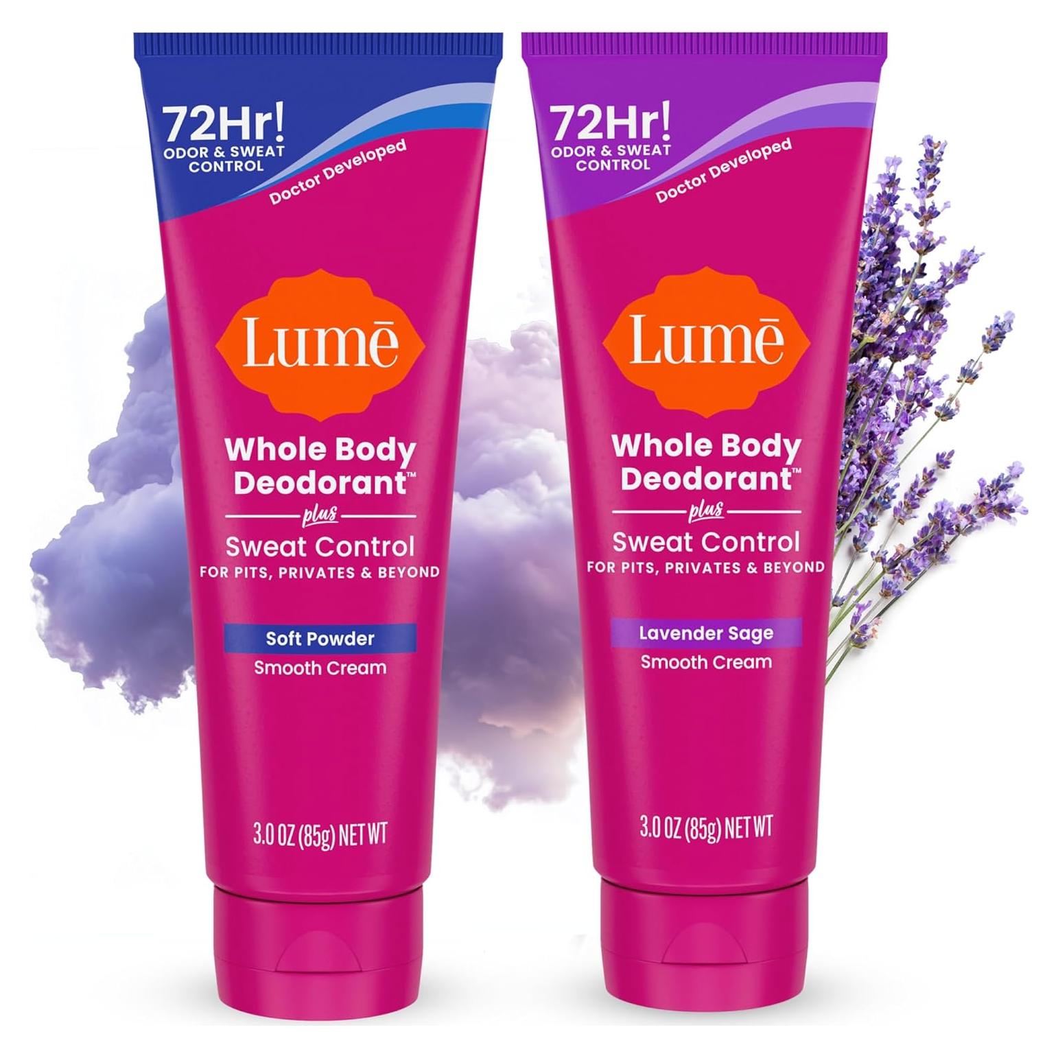 Desodorante Corporal Lume Plus Control de Sudor 85g - Polvo Suave y Salvia Lavanda