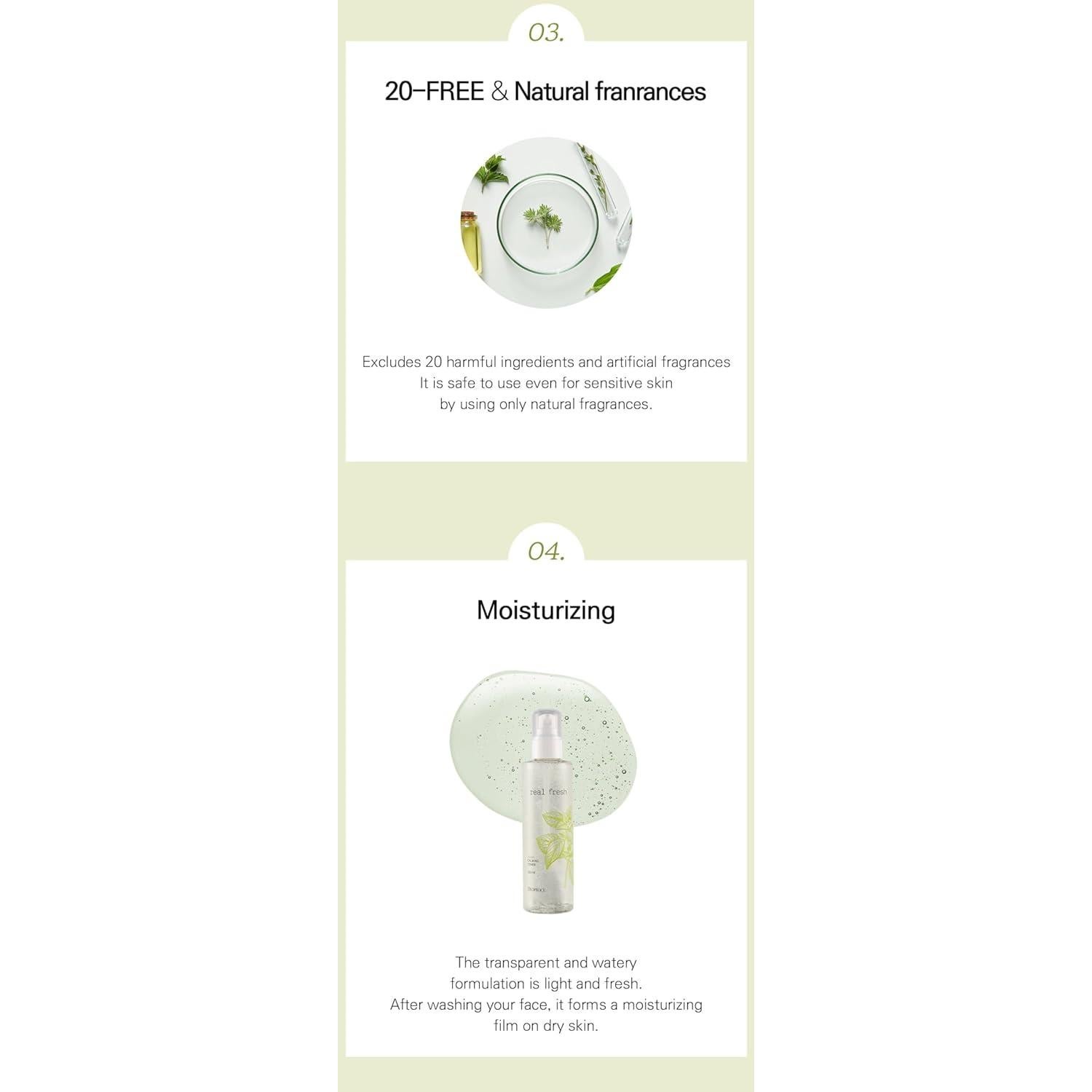 Tónico Calmante Vegano Deoproce Real Fresh 200 ml - Cuidado Piel Coreano