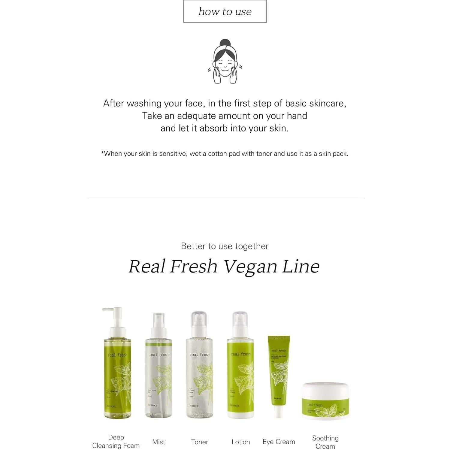 Tónico Calmante Vegano Deoproce Real Fresh 200 ml - Cuidado Piel Coreano