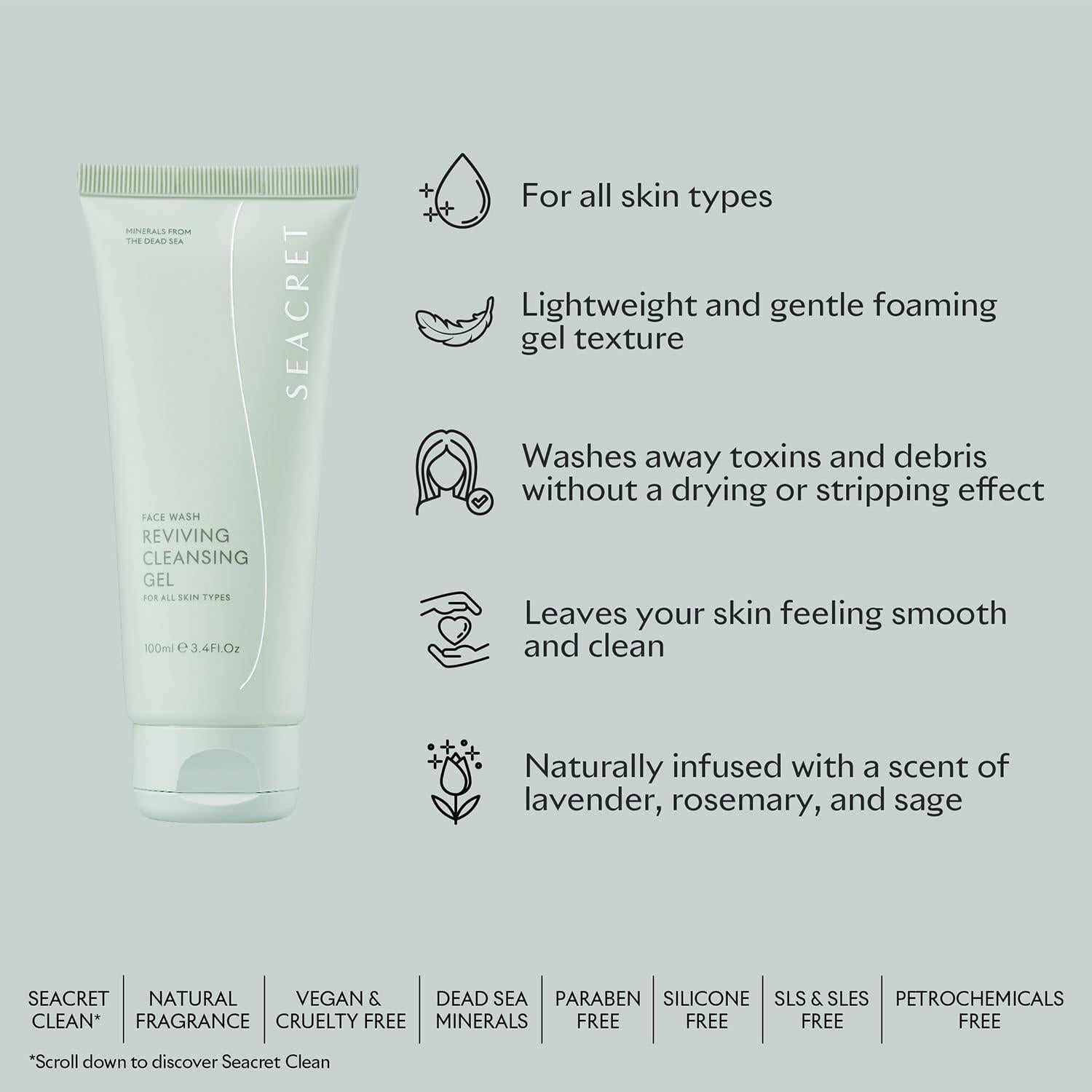 Gel Limpiador Revitalizante SEACRET 124 ml - Facial Suave con AHA