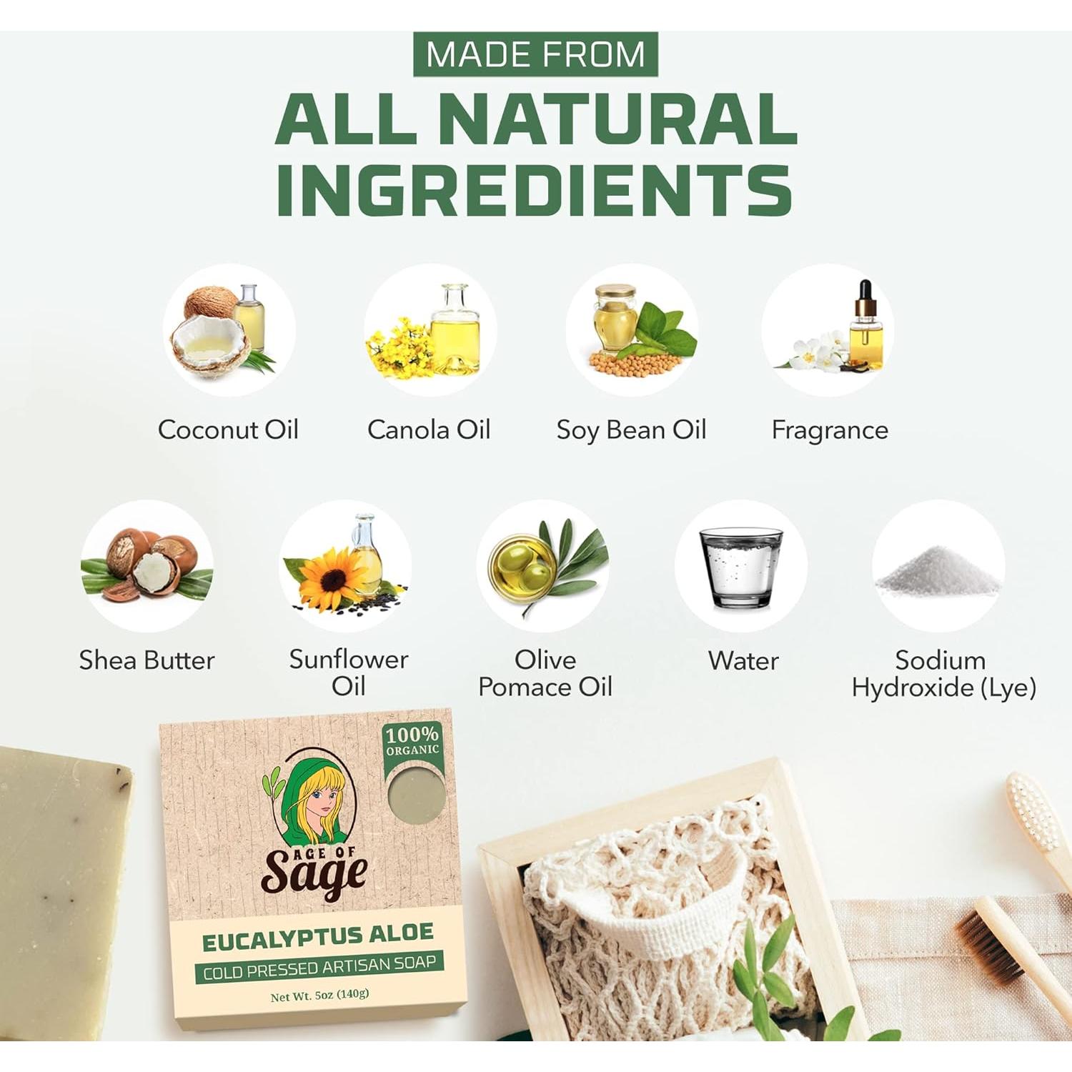 Set de Jabones Artesanales Eucalipto y Aloe - Edad de la Salvia