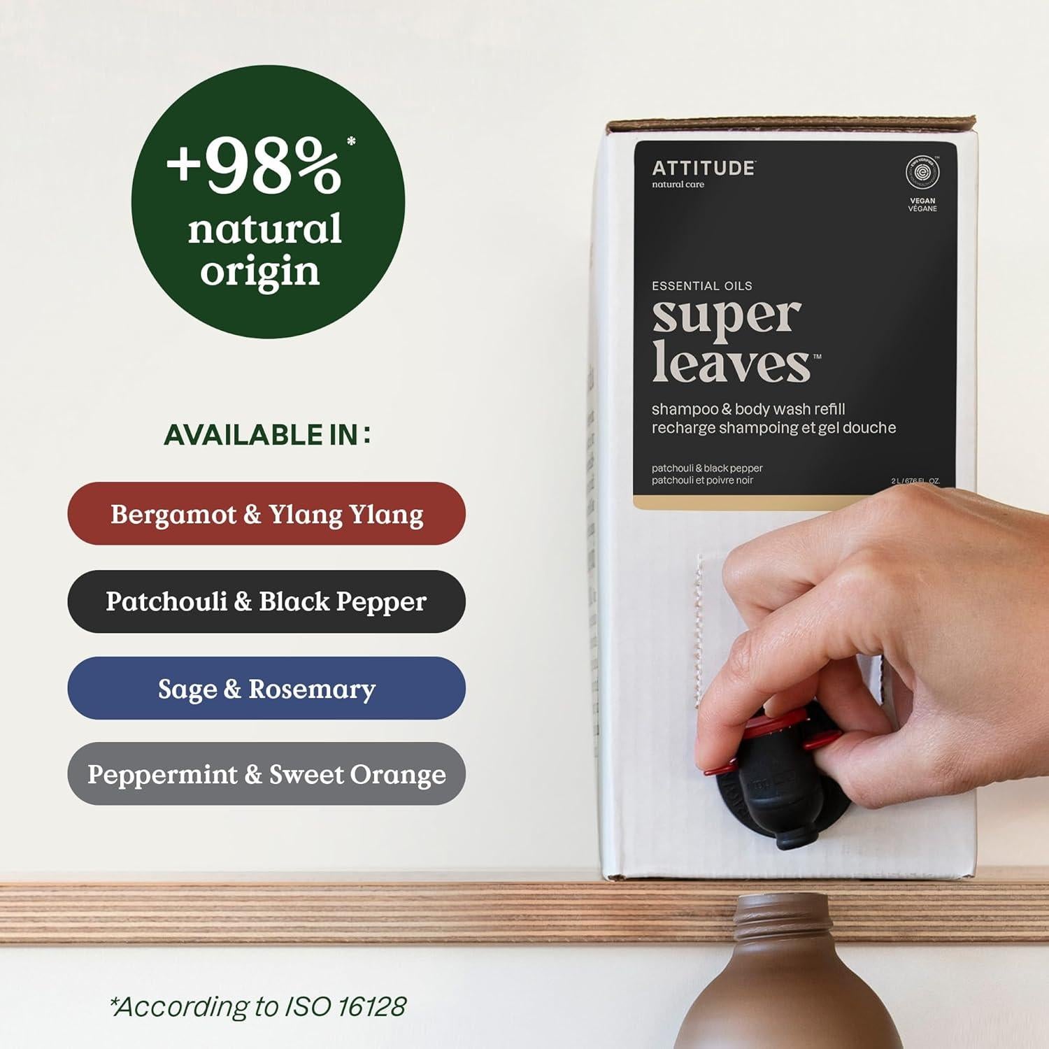 Gel de Ducha y Champú 2 en 1 ATTITUDE Salvia y Romero 1.99 L