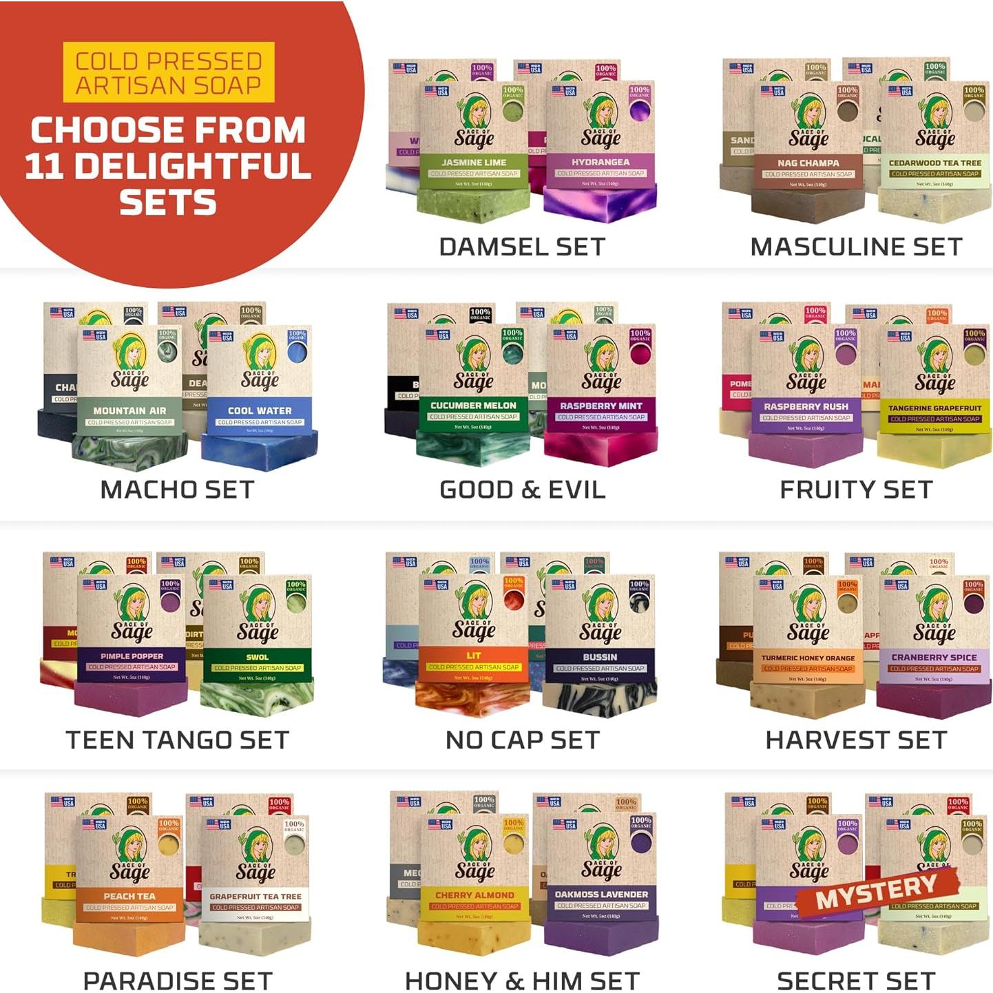 Conjunto de Jabones Artesanales Age of Sage - 4pk Aroma Miel y Ébano