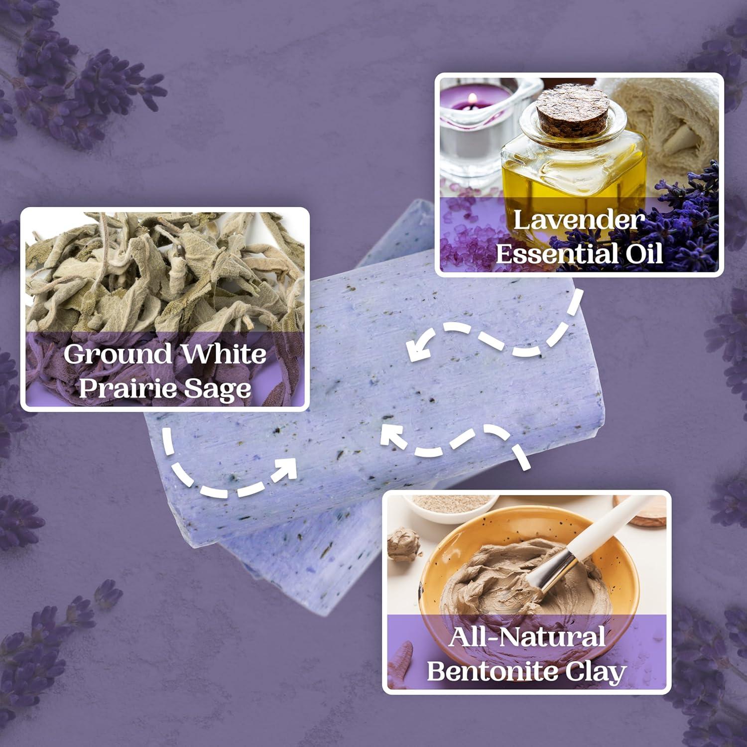 Jabón Exfoliante de Salvia y Lavanda Amish Farms - 4 Barras