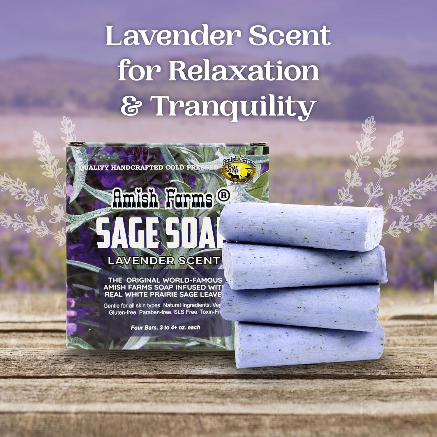 Jabón Exfoliante de Salvia y Lavanda Amish Farms - 4 Barras