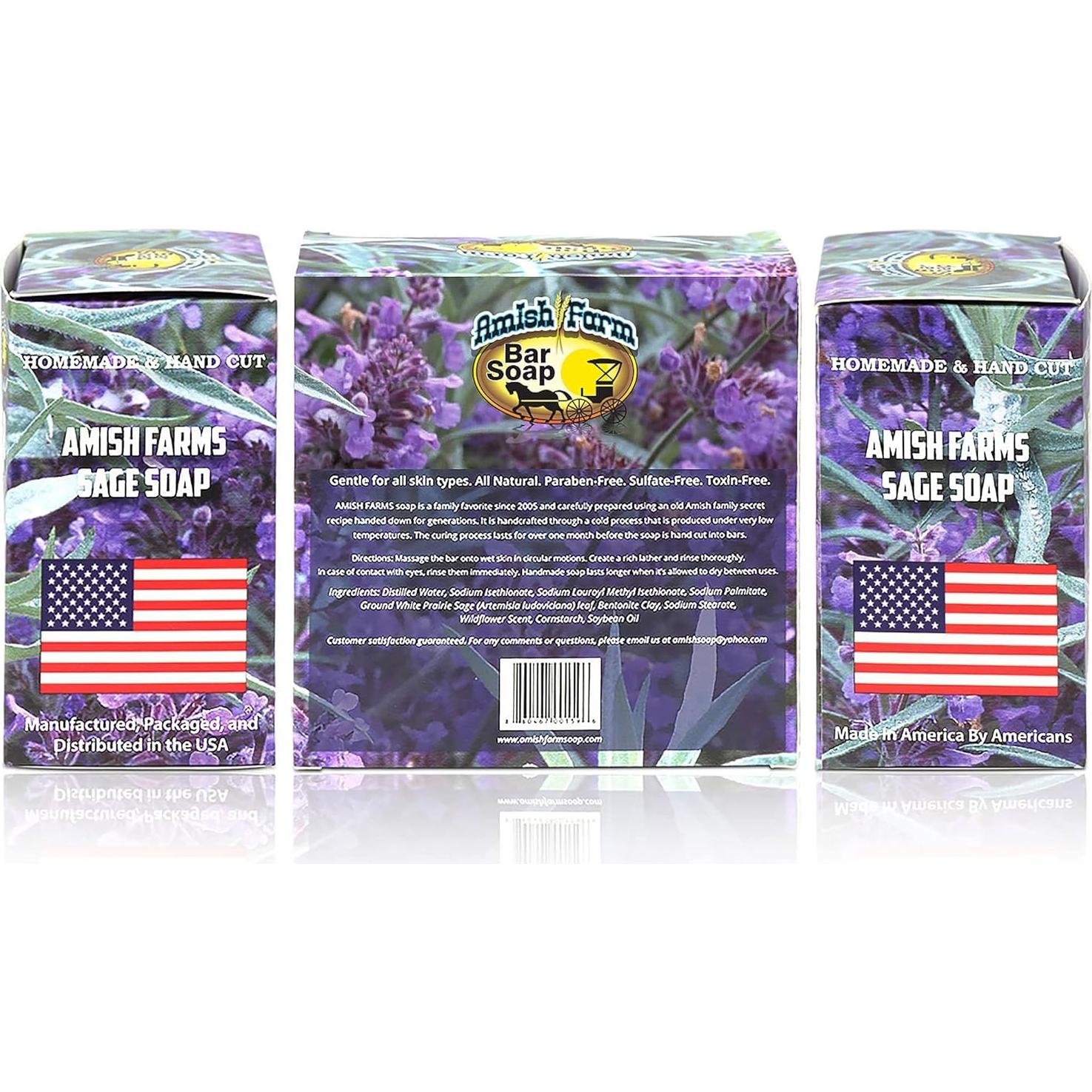 Jabón Exfoliante de Salvia y Lavanda Amish Farms - 4 Barras