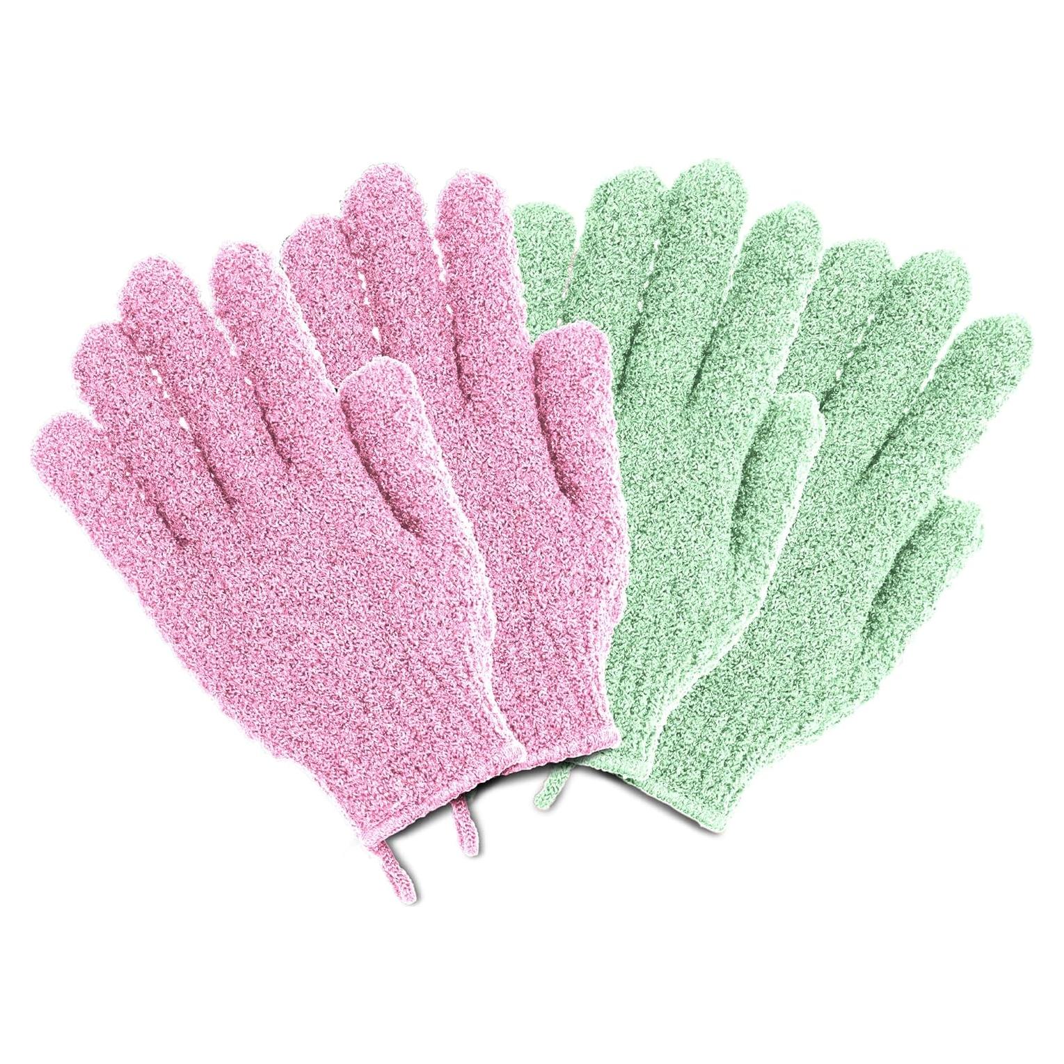 Guantes Exfoliantes The Beauty Project 4 Pares Nylon Doble Textura