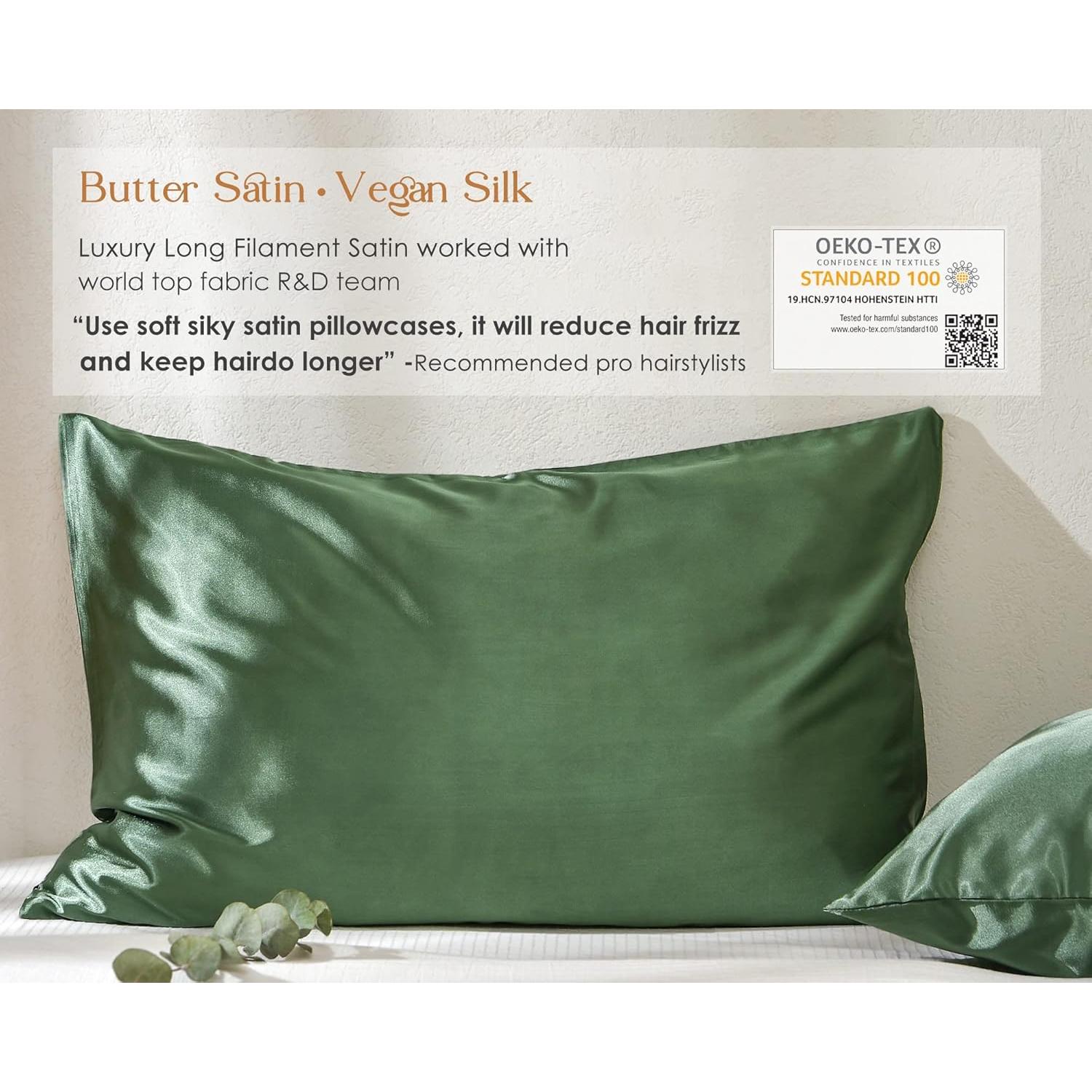 Juego de 2 Fundas de Almohada de Satén YANIBEST Rey 91x51 cm