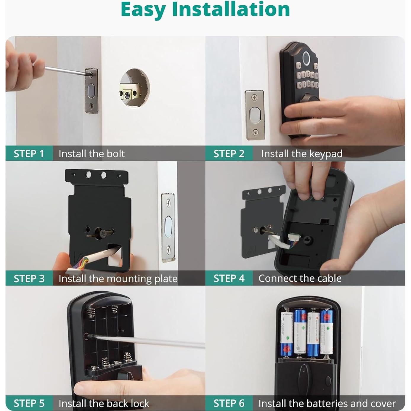 Cerradura Biométrica AkaGear DS10 con Huella Dactilar - Negro