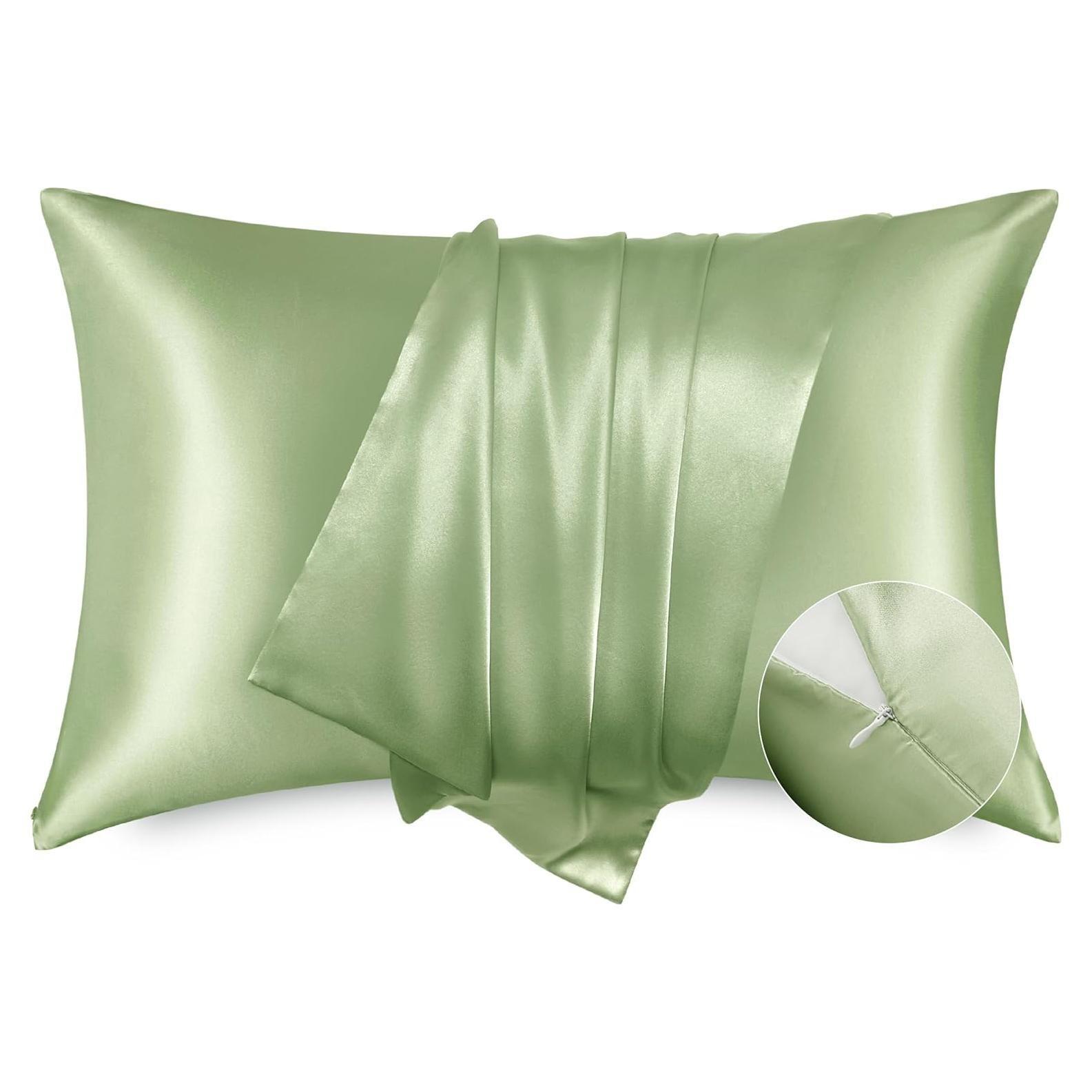 Juego de Fundas de Almohada Satén Bedsure Queen Verde Salvia