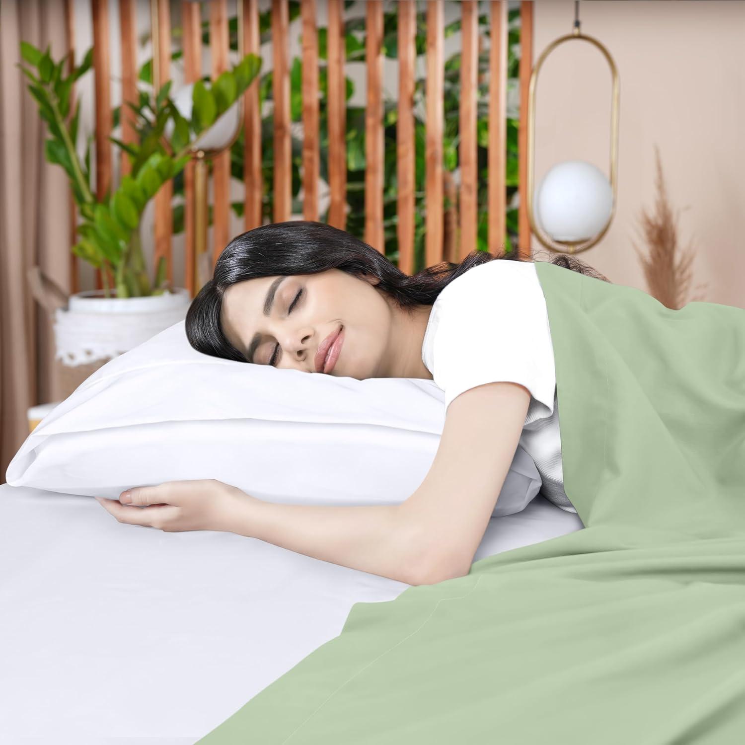 Sábana Plana Utopia Bedding Reina Microfibra Salvia 1800 Hilos