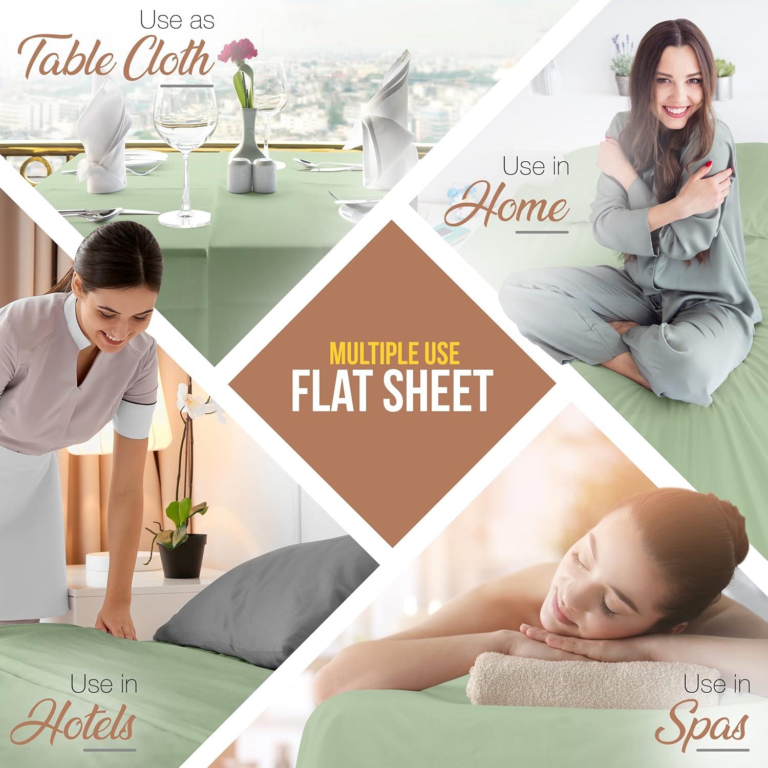 Sábana Plana Utopia Bedding Reina Microfibra Salvia 1800 Hilos