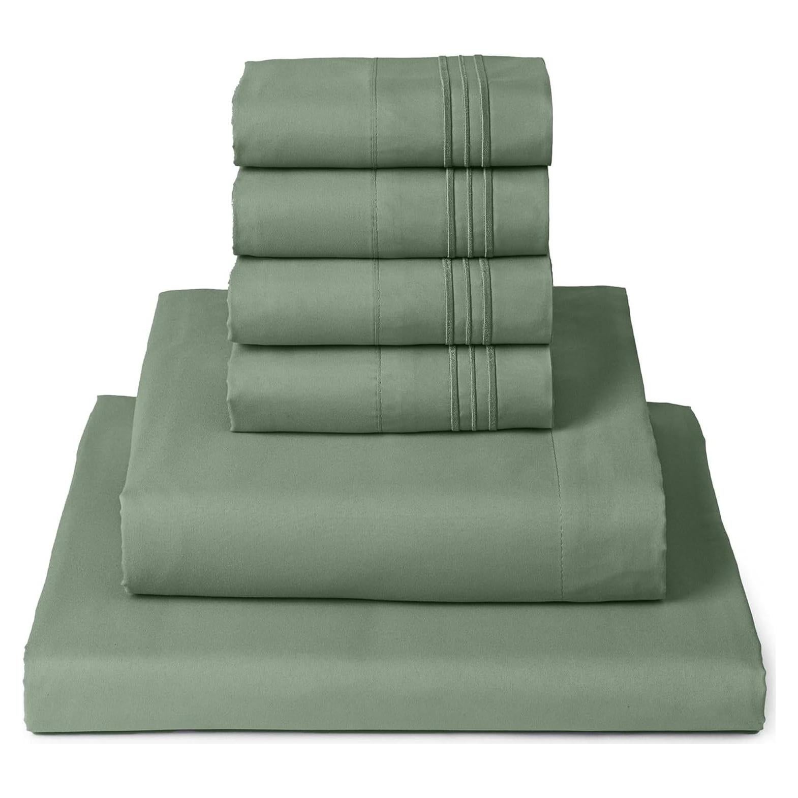 Juego de Sábanas Completo Mellanni 6 Piezas Microfibra Salvia