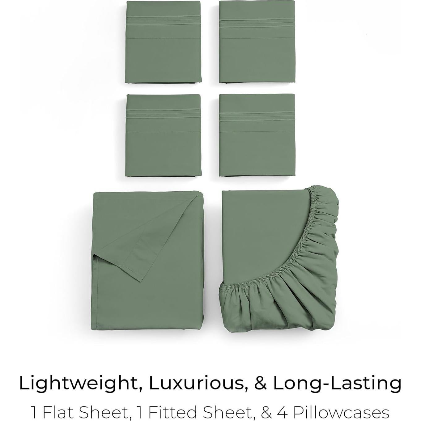 Juego de Sábanas Completo Mellanni 6 Piezas Microfibra Salvia