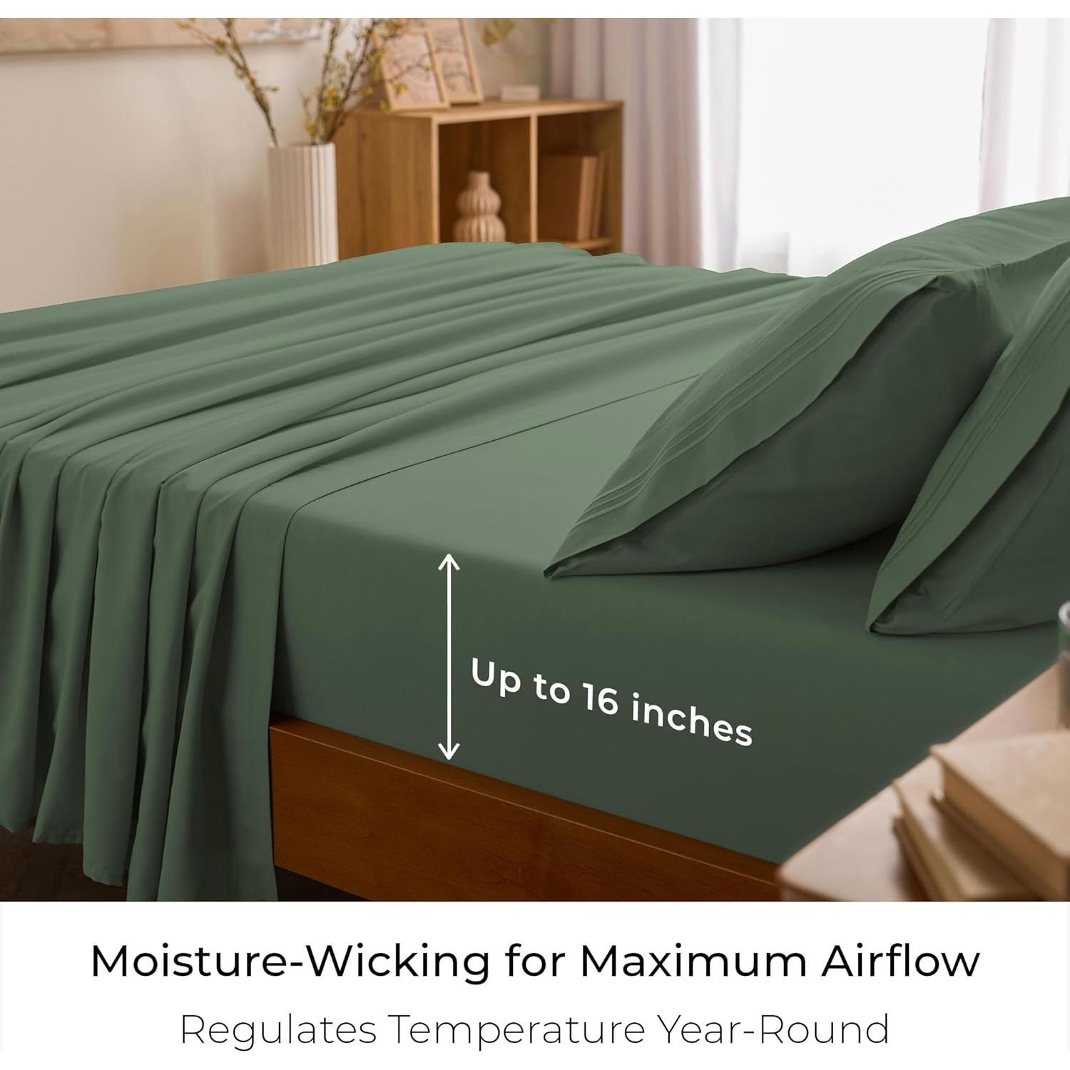 Juego de Sábanas Completo Mellanni 6 Piezas Microfibra Salvia