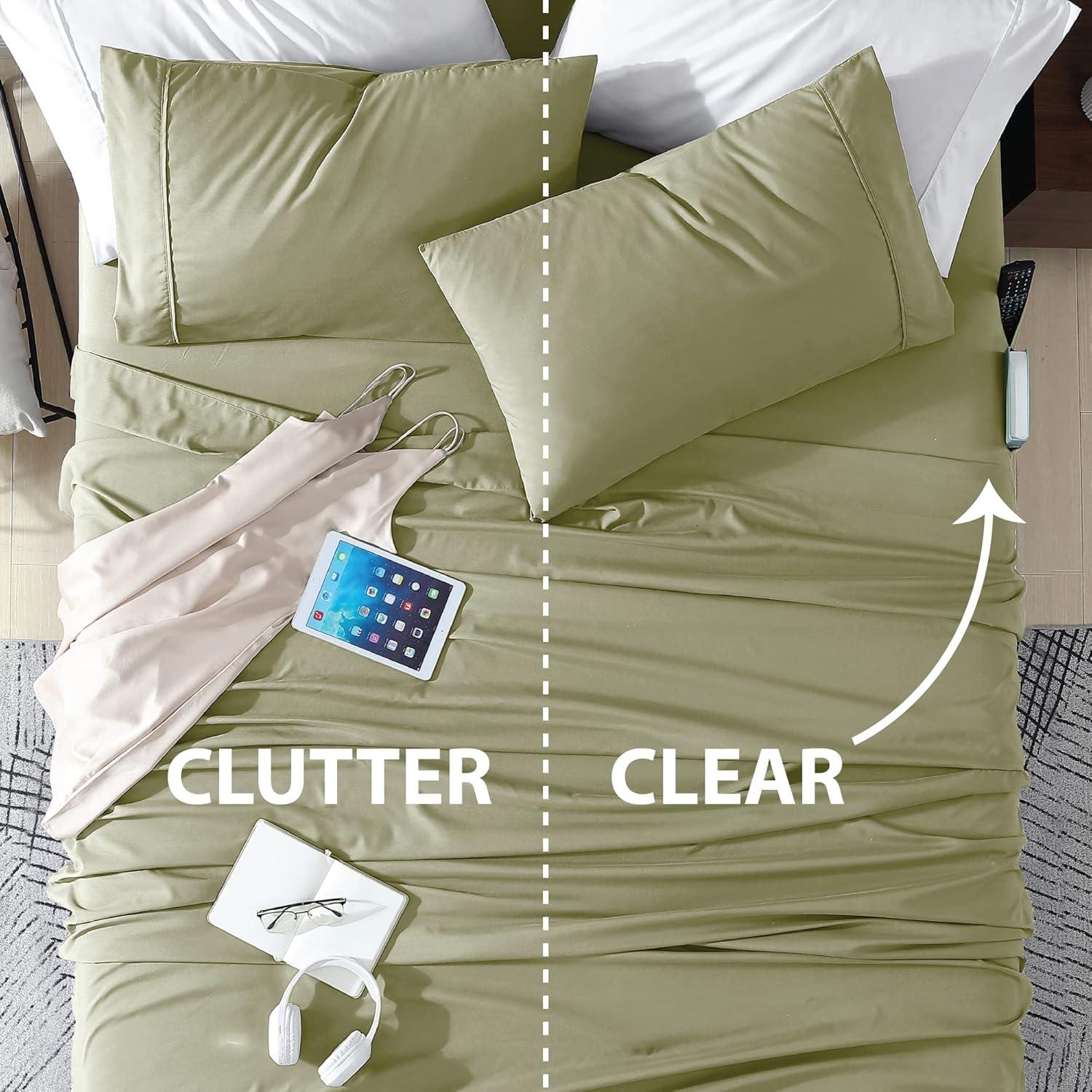 Juego de Sábanas Inteligentes Swift Home Microfibra 4 Piezas Reina Salvia