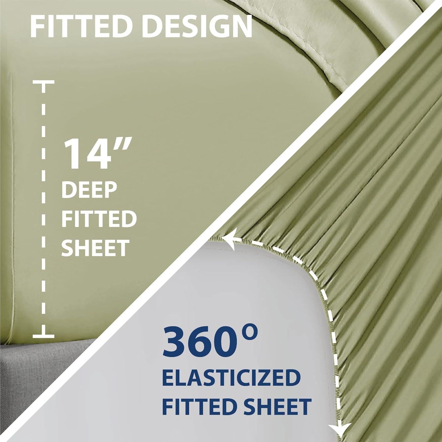 Juego de Sábanas Inteligentes Swift Home Microfibra 4 Piezas Reina Salvia