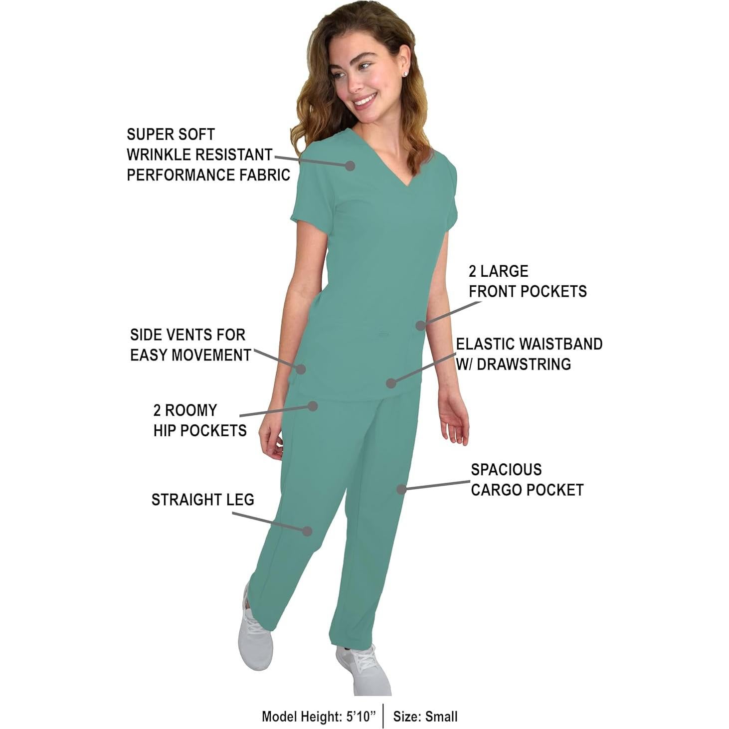 Conjunto de Scrubs Green Town Mujeres Salvia XL - 2 Piezas