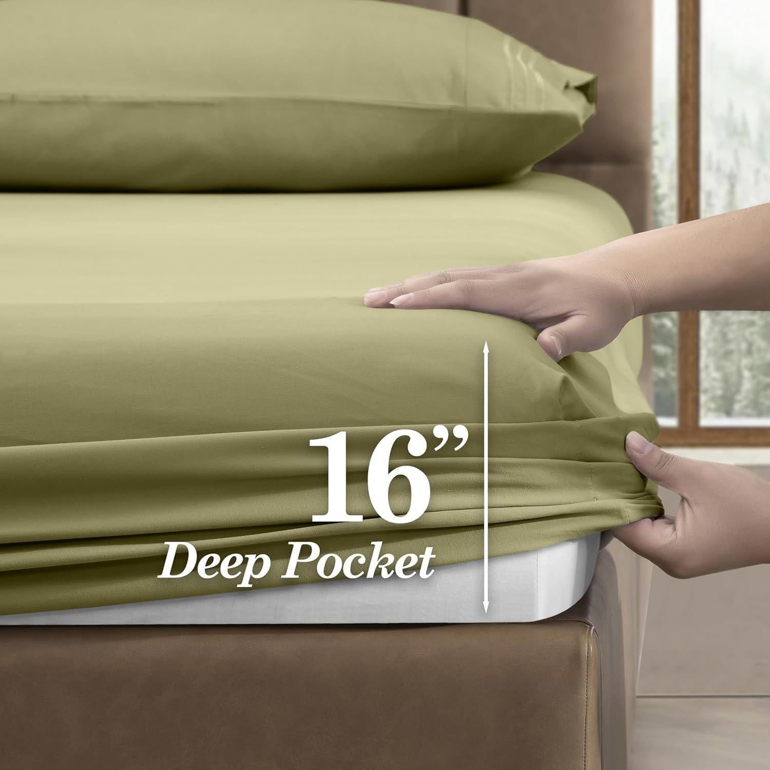 Conjunto de Sábanas Microfibra Celine Linen Reina Verde Salvia 4P