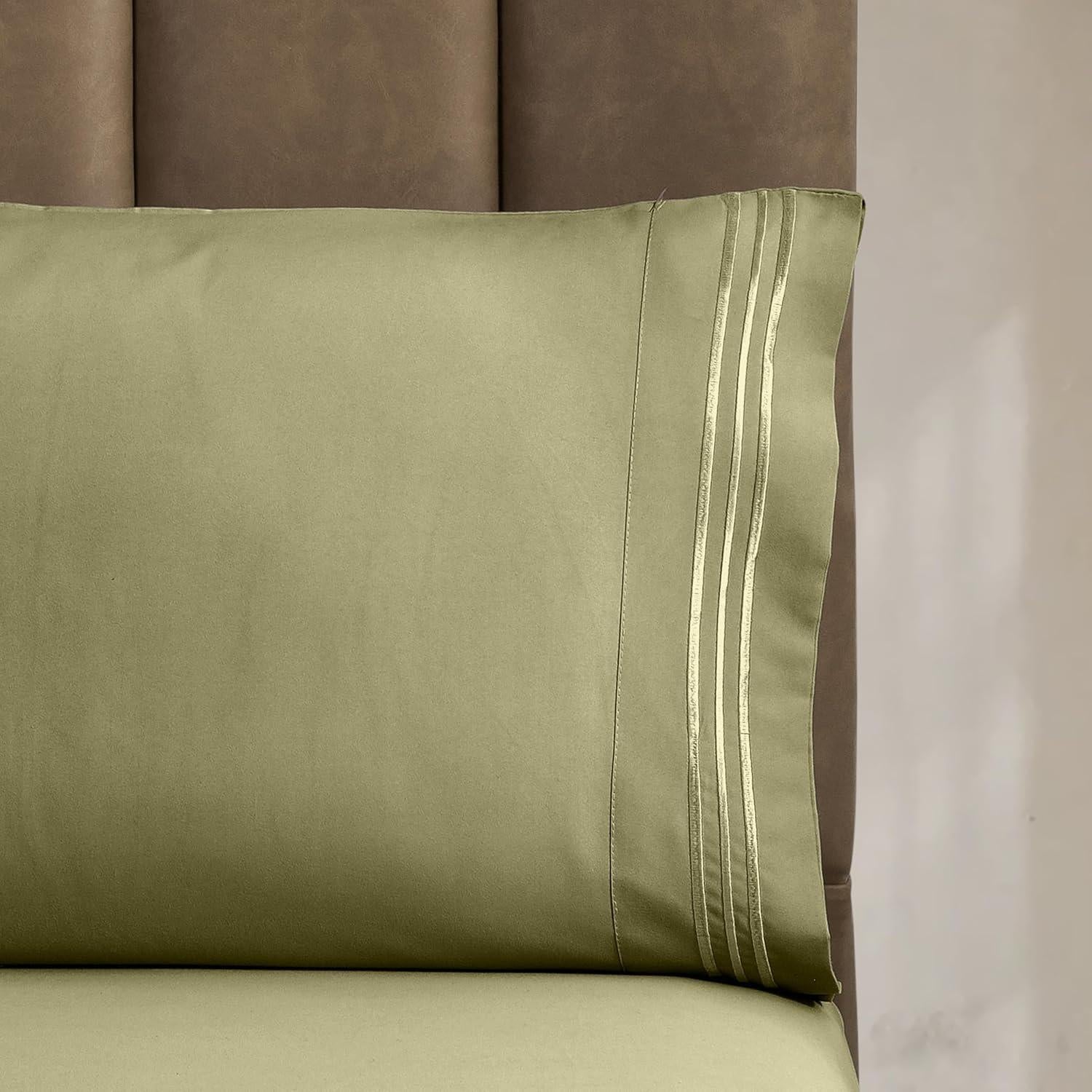 Conjunto de Sábanas Microfibra Celine Linen Reina Verde Salvia 4P