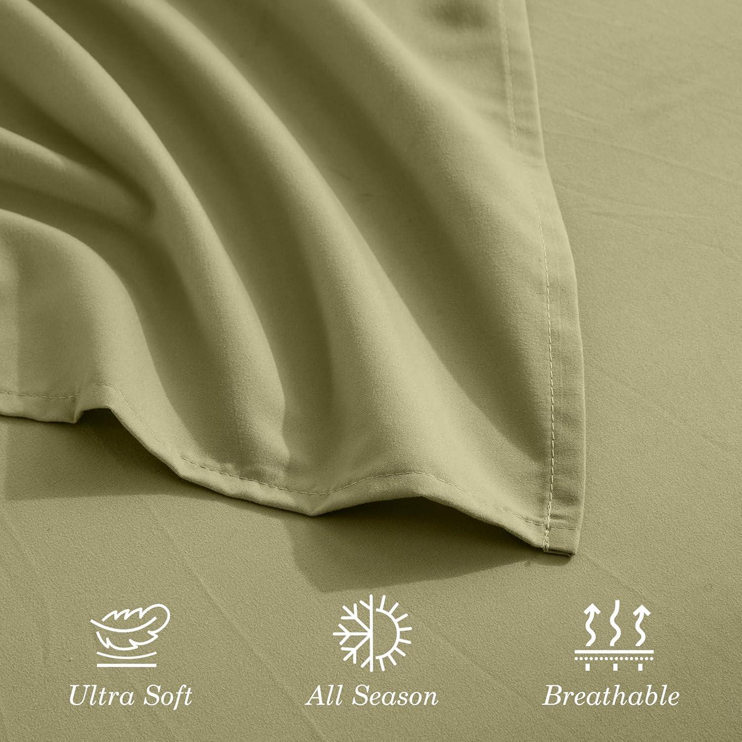 Conjunto de Sábanas Microfibra Celine Linen Reina Verde Salvia 4P