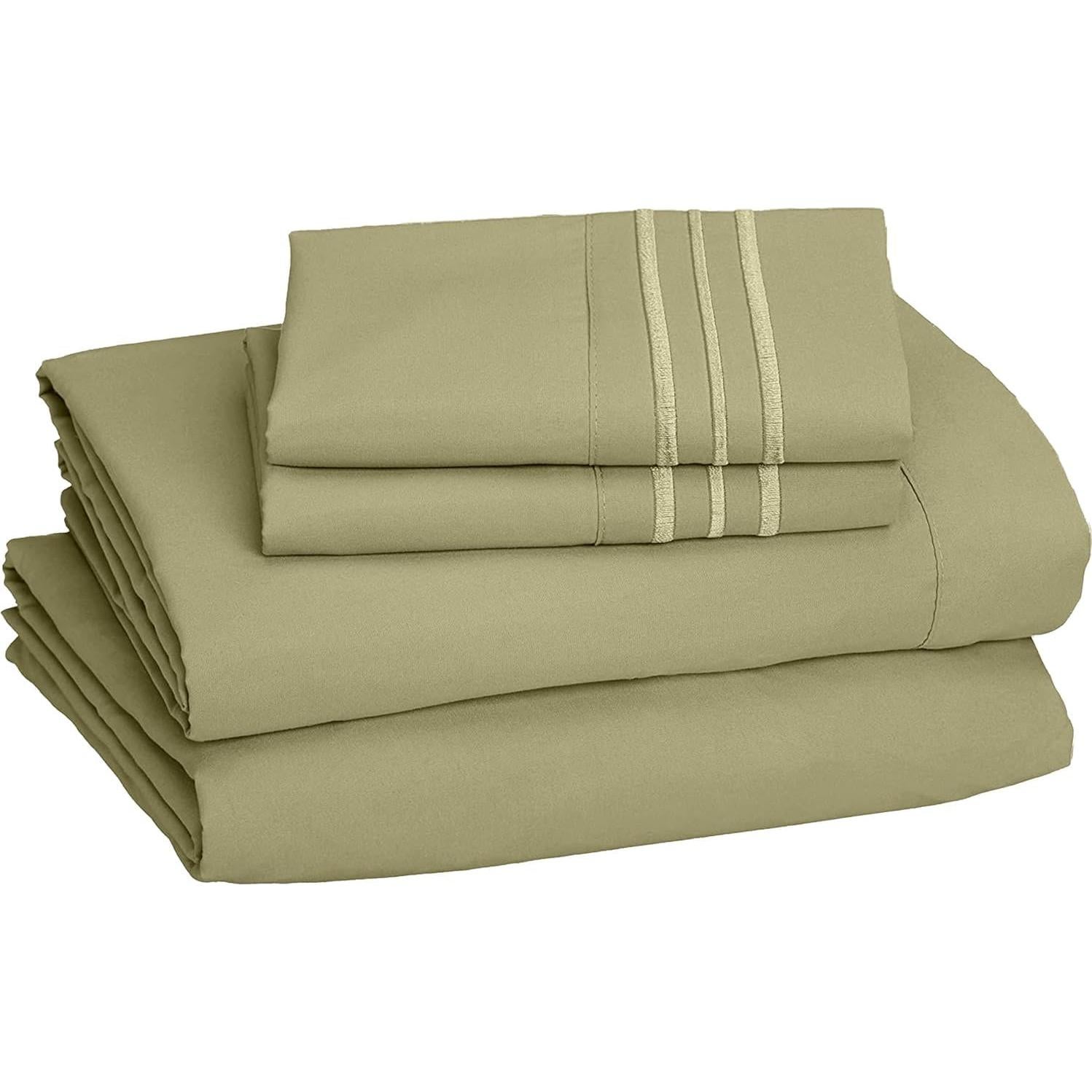 Conjunto de Sábanas Microfibra Celine Linen Reina Verde Salvia 4P