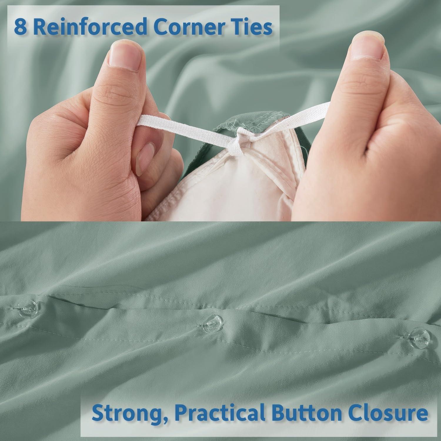 Cubierta de Edredón Queen Nestl Verde Salvia 3 Piezas Microfibra