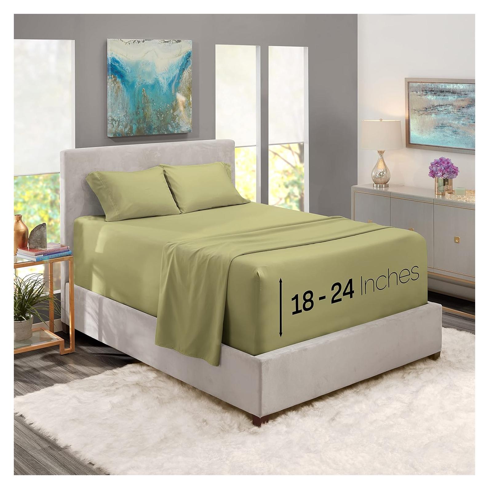 Juego de Sábanas King Size Nestl, 4 Piezas Microfibra Verde