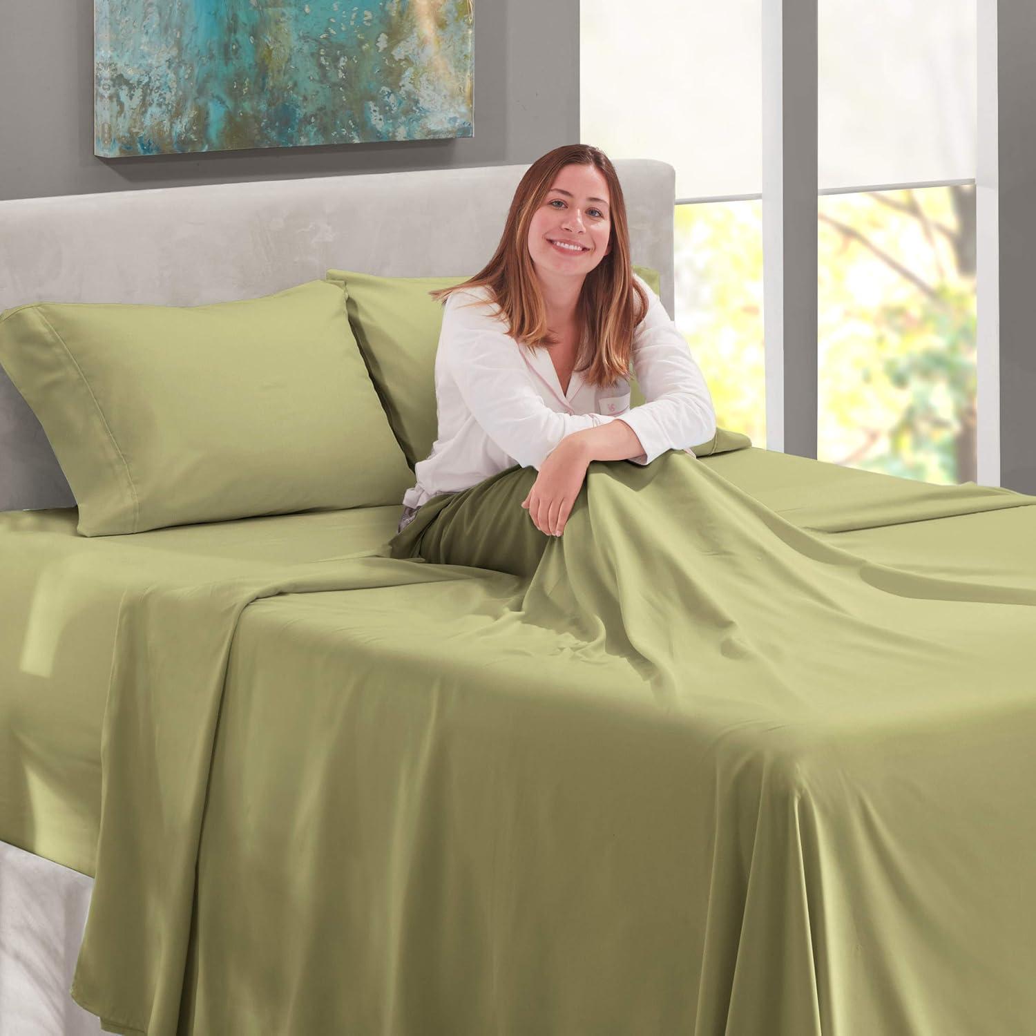 Juego de Sábanas King Size Nestl, 4 Piezas Microfibra Verde