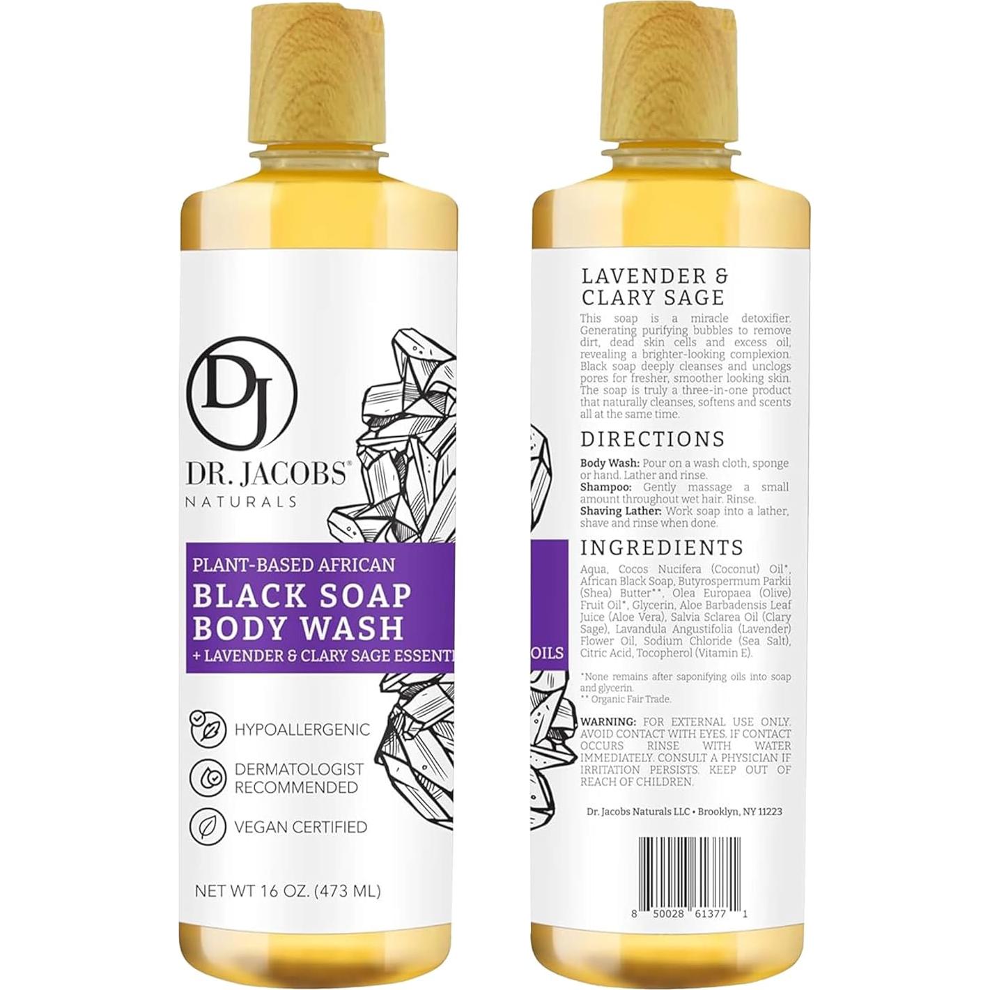 Jabón Líquido Negro Africano Dr Jacobs 2x16oz Lavanda Salvia