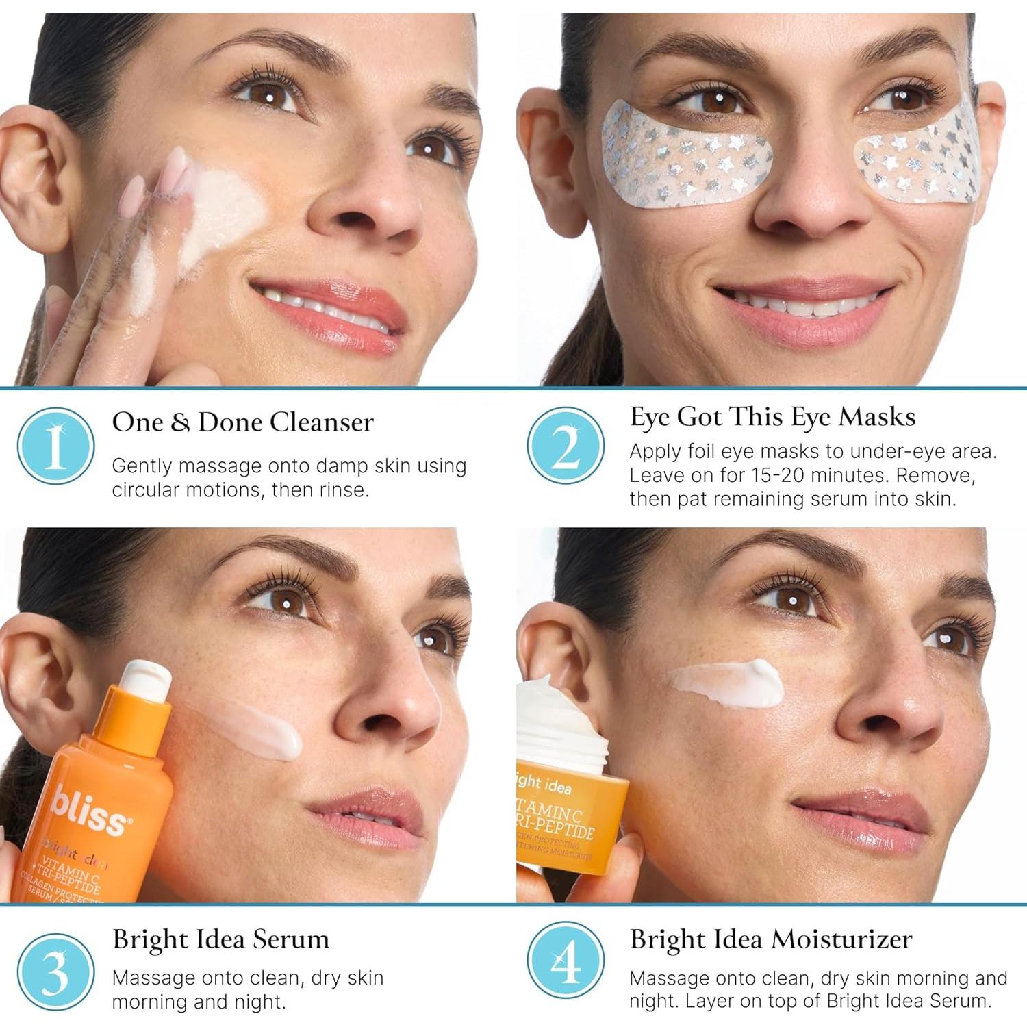 Kit de Cuidado de Piel Bliss para Millennials Mayores - Limpiador, Mascarillas, Suero y Hidratante